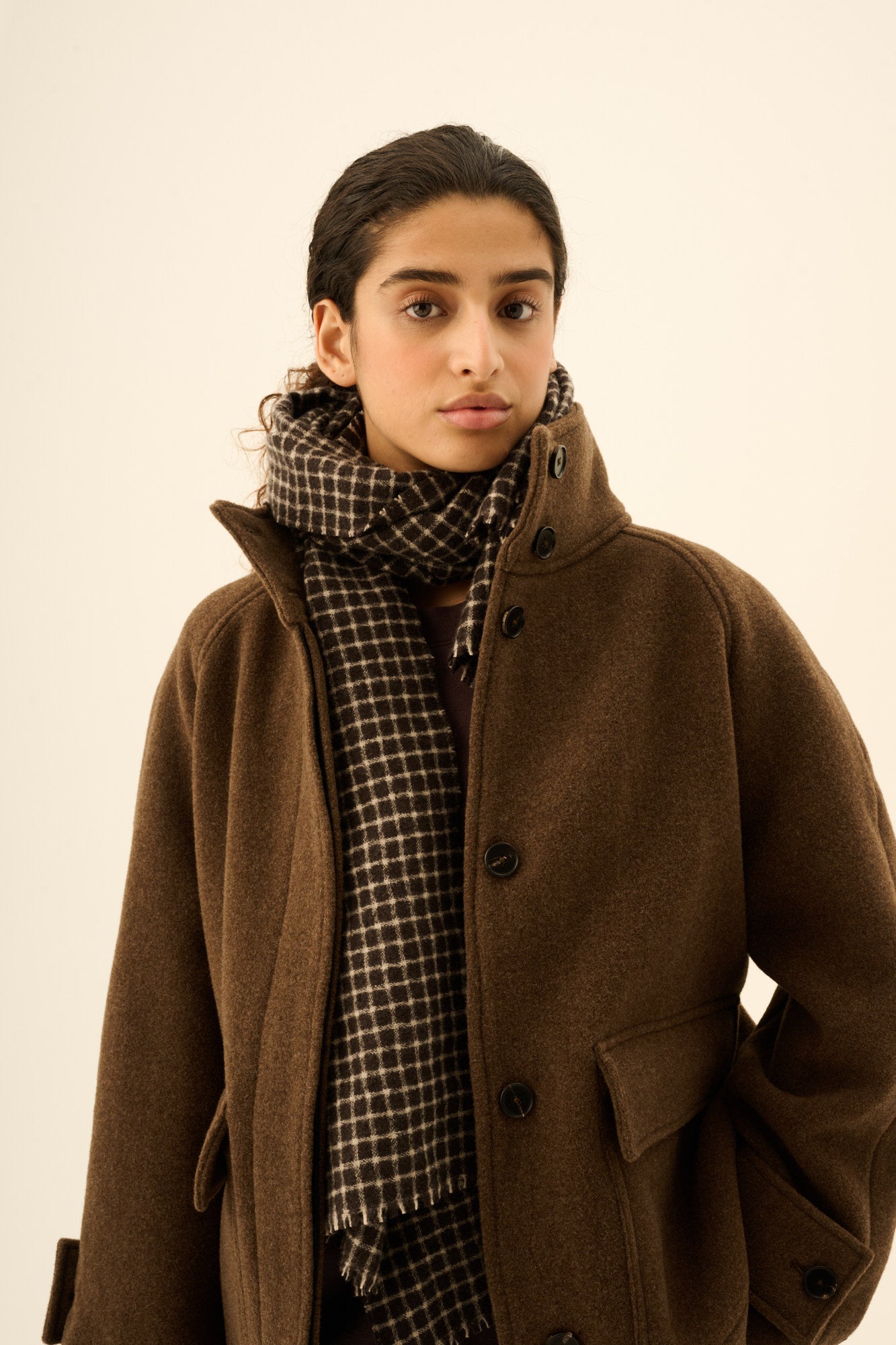 Rue de Tokyo ARIA CHECKED SCARF Scarf BROWN