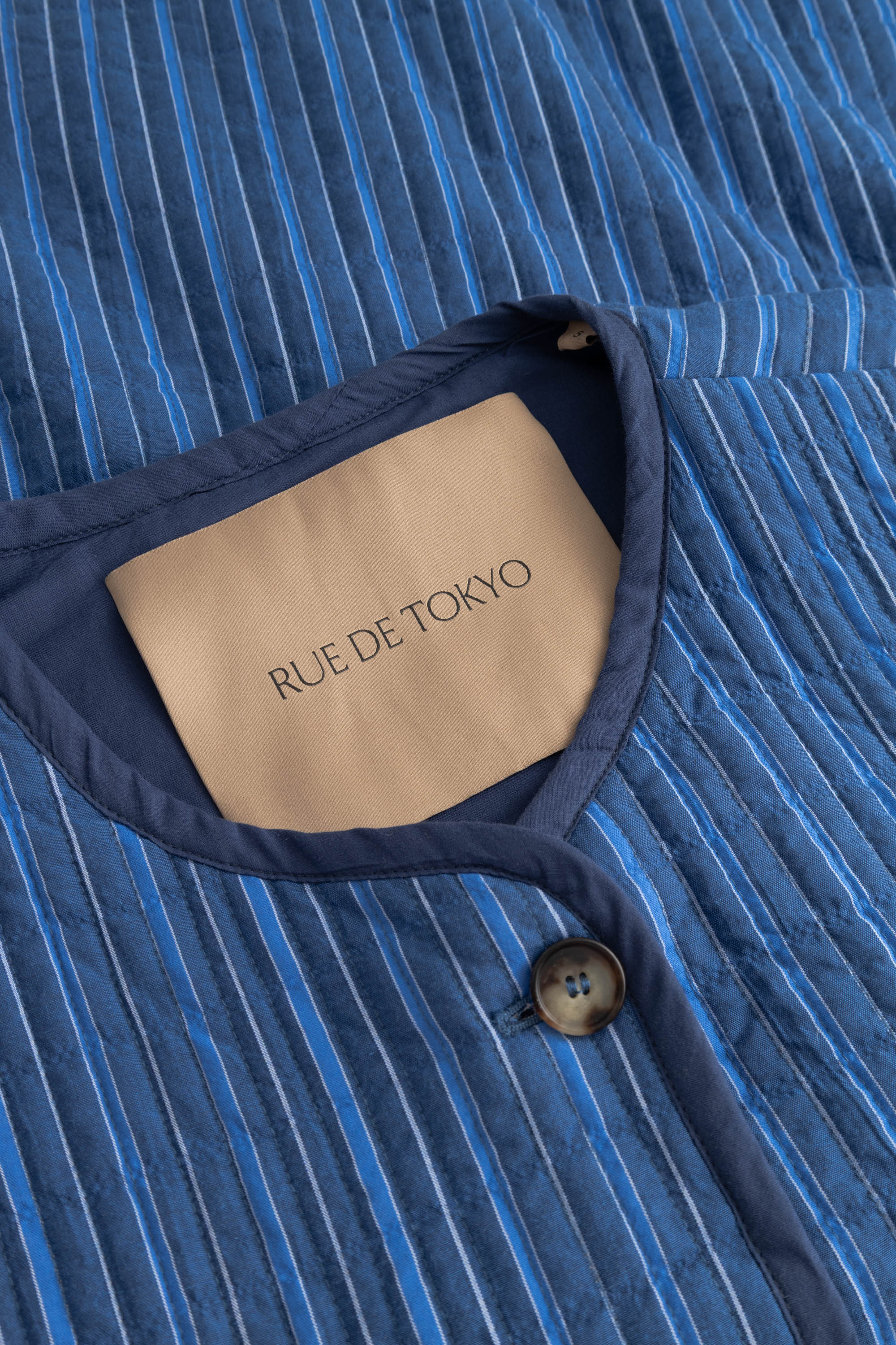 Rue de Tokyo CADY PADDED STRIPE Vest NAVY / BLUE STRIPE