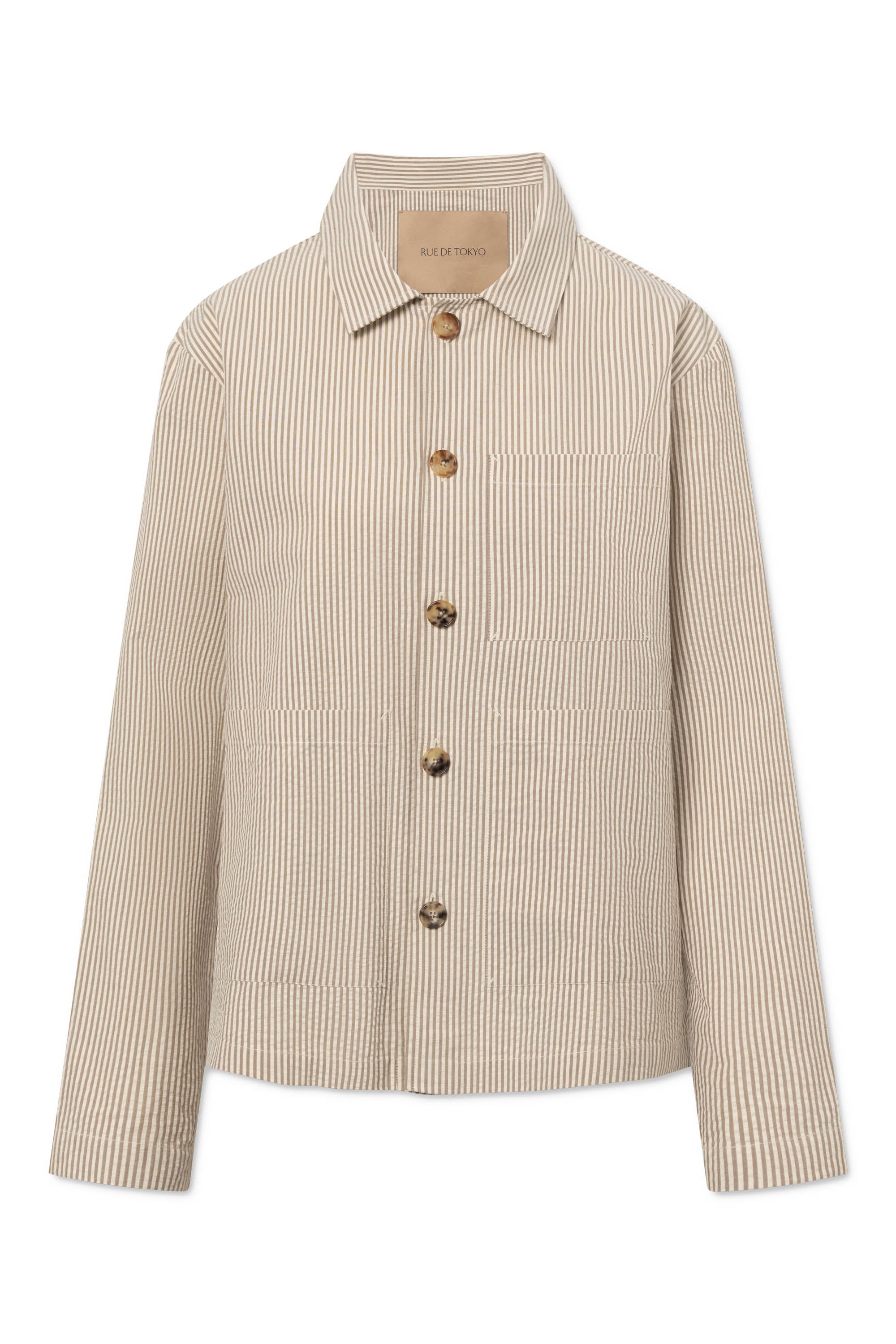 Rue de Tokyo CAMERON HEAVY SEERSUCKER STR Jackets BROWN STRIPE
