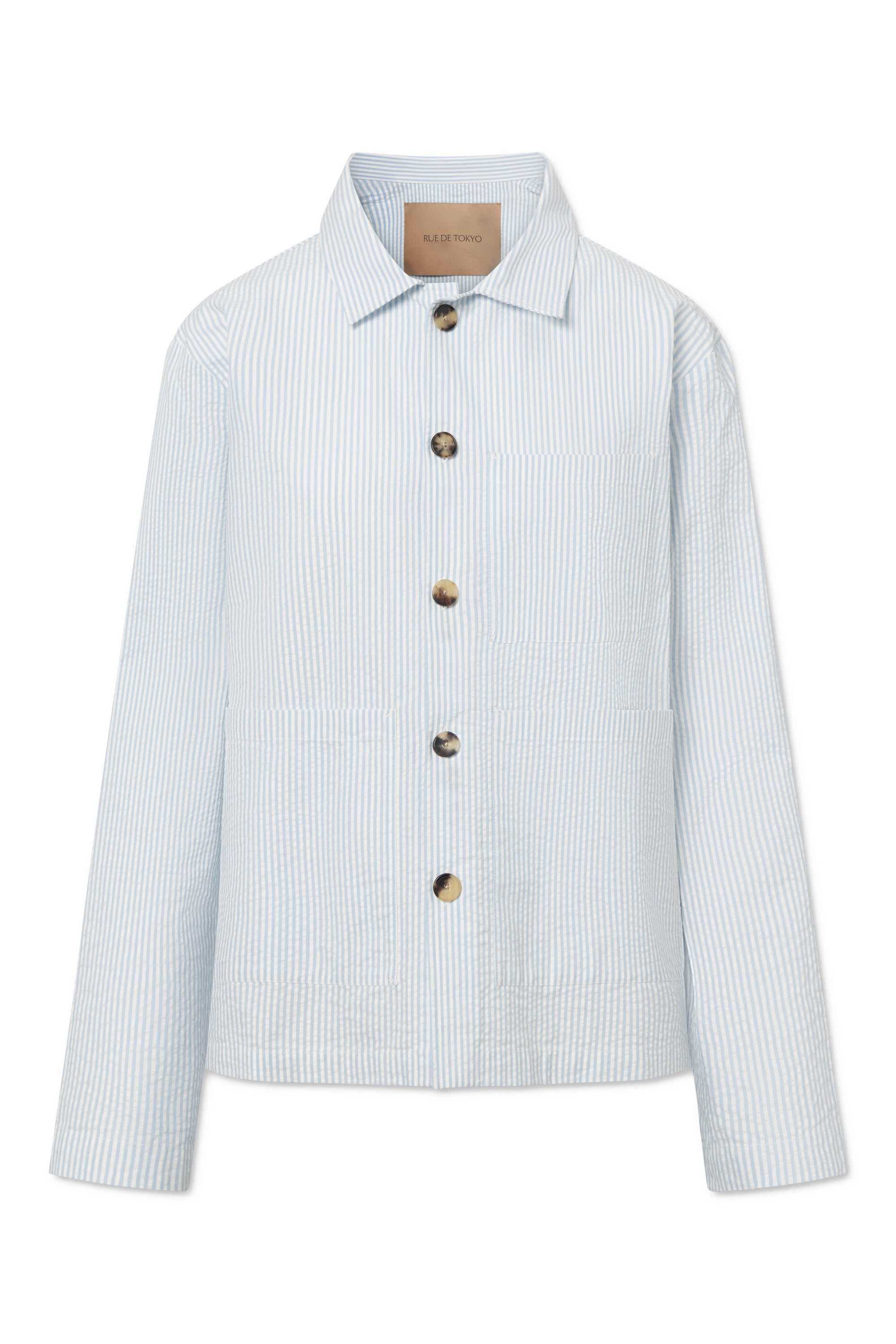 Rue de Tokyo CAMERON HEAVY SEERSUCKER STR Jackets LIGHT BLUE STRIPE