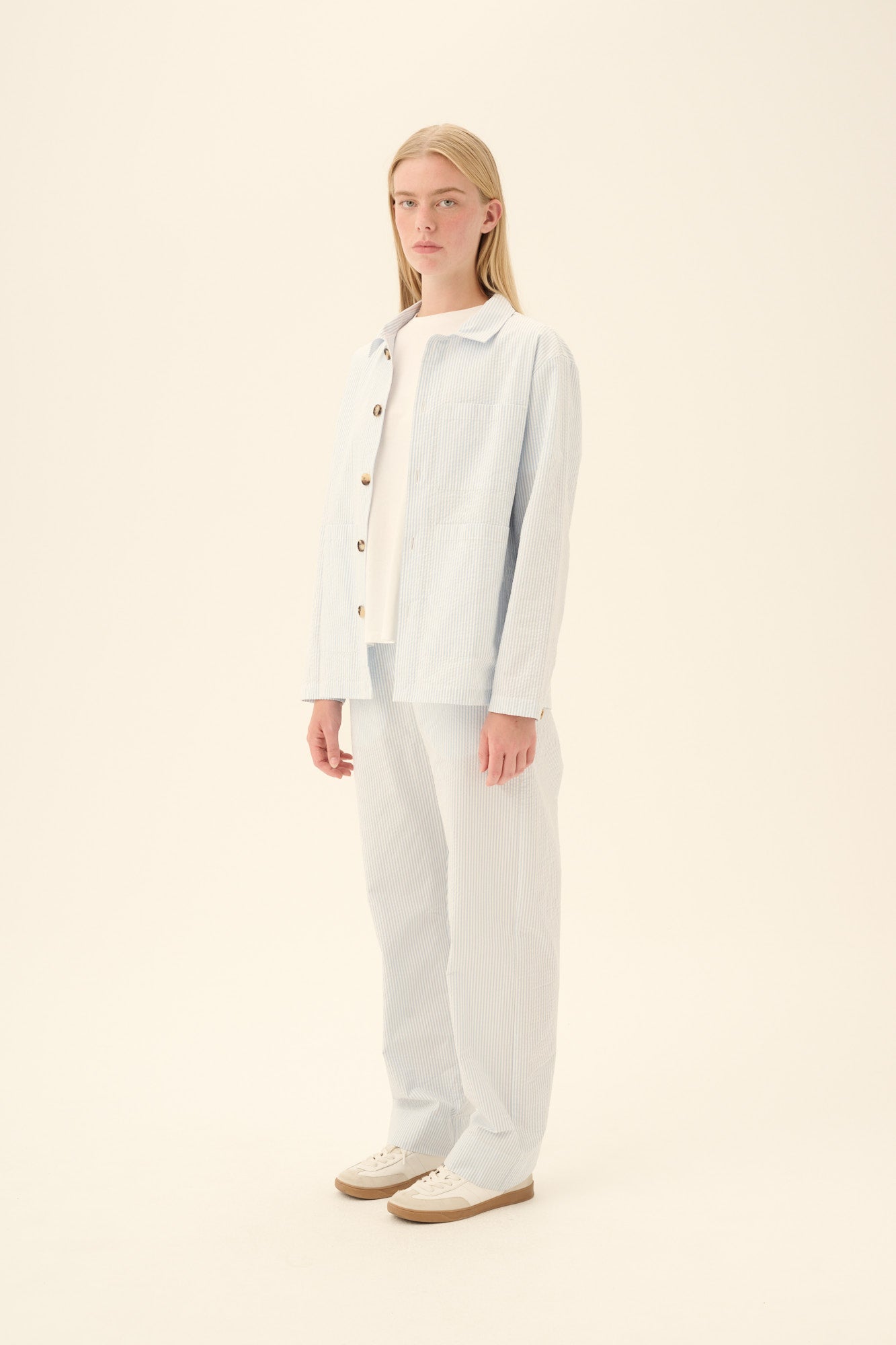 Rue de Tokyo CAMERON HEAVY SEERSUCKER STR Jackets LIGHT BLUE STRIPE