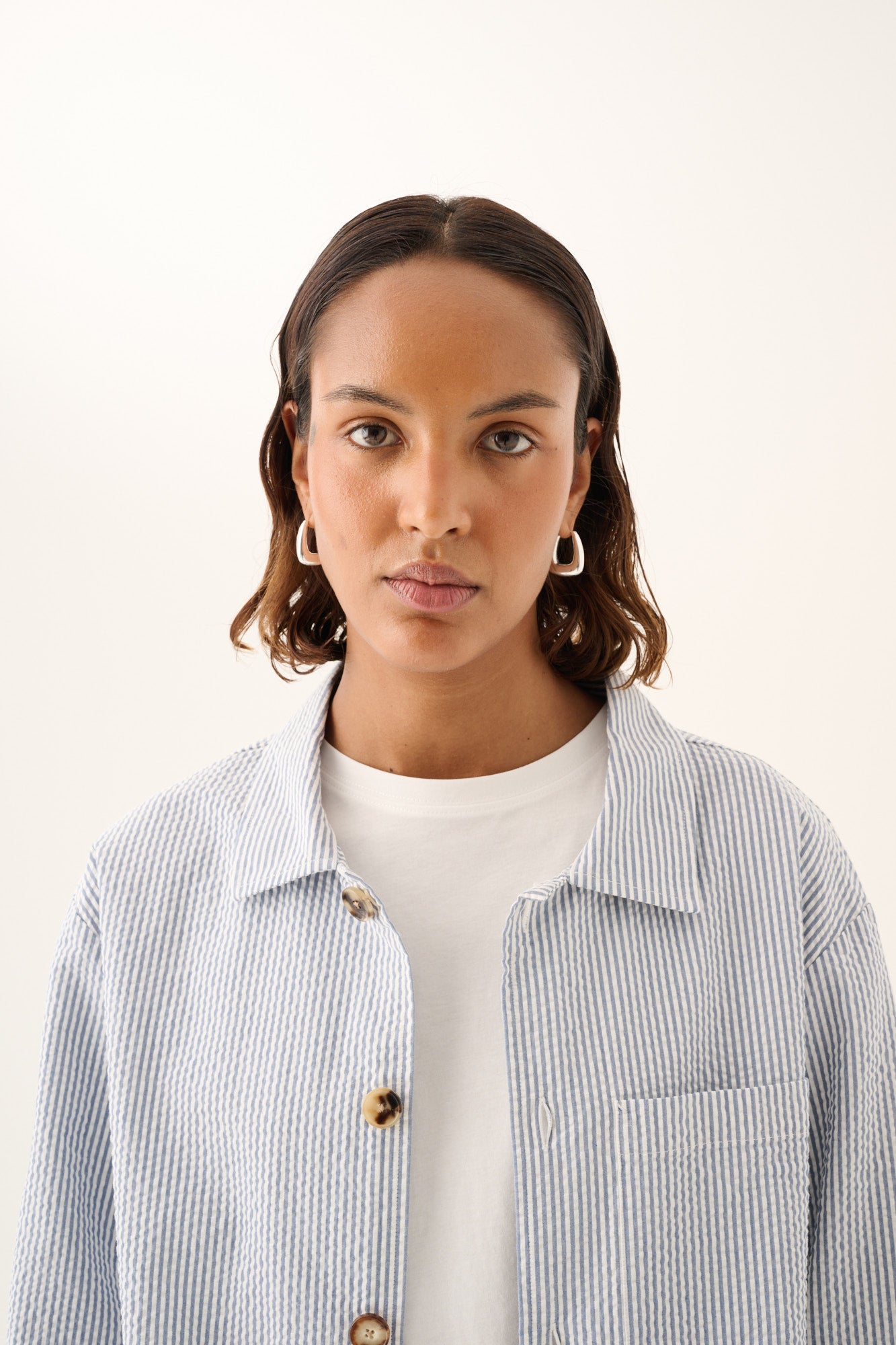 Rue de Tokyo CAMERON HEAVY SEERSUCKER STRIPE Jackets FADED BLUE STRIPE