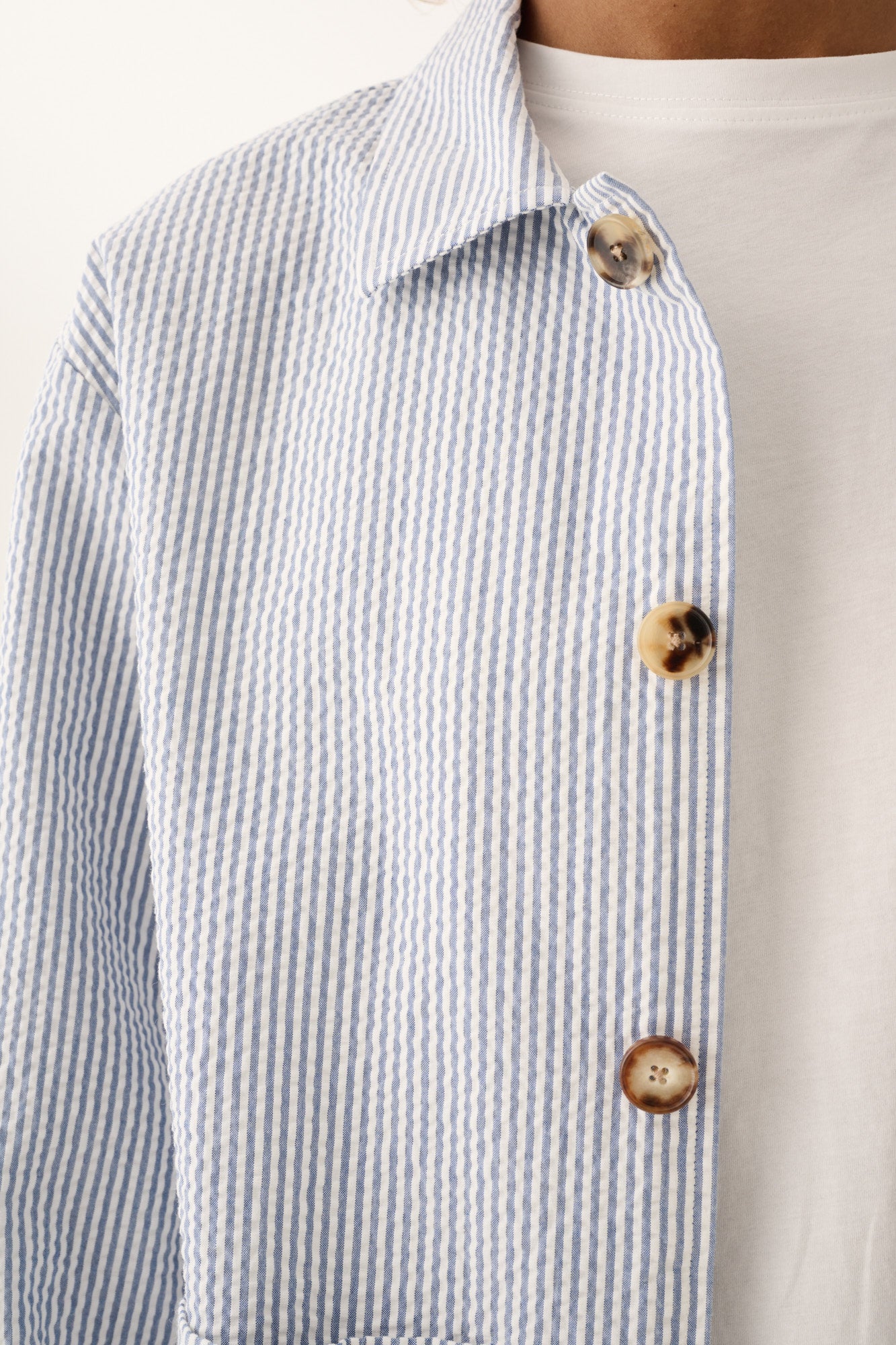 Rue de Tokyo CAMERON HEAVY SEERSUCKER STRIPE Jackets FADED BLUE STRIPE