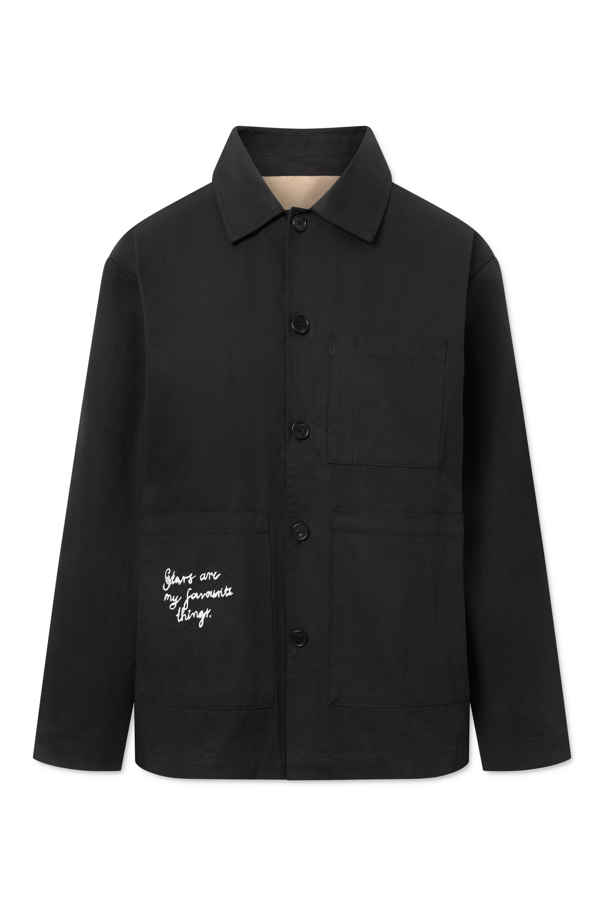 Rue de Tokyo CAMERON MOOMIN COTTON TWILL JACKETS BLACK WHITE EMBROIDERY