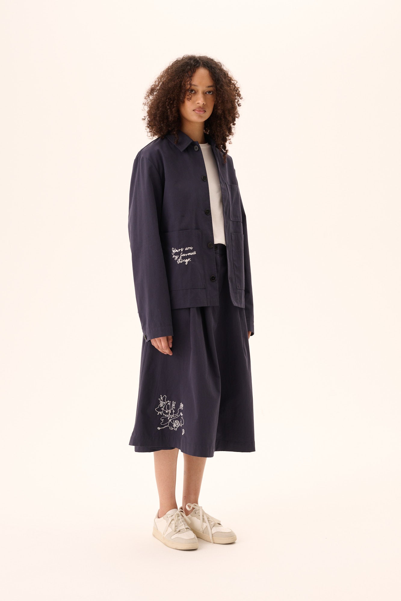 Rue de Tokyo CAMERON MOOMIN COTTON TWILL JACKETS NAVY CHALK EMBROIDERY