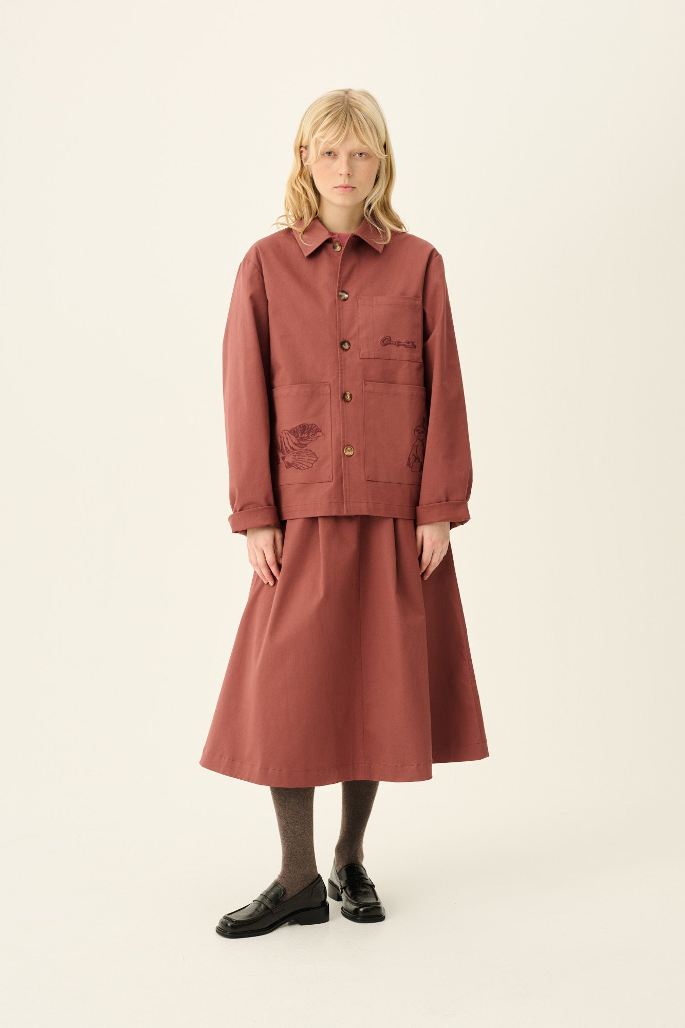 Rue de Tokyo CAMERON MOOMIN TWILL EMBROIDERY Jackets BERRY ROSE WITH DARK BERRY EMBROIDERY