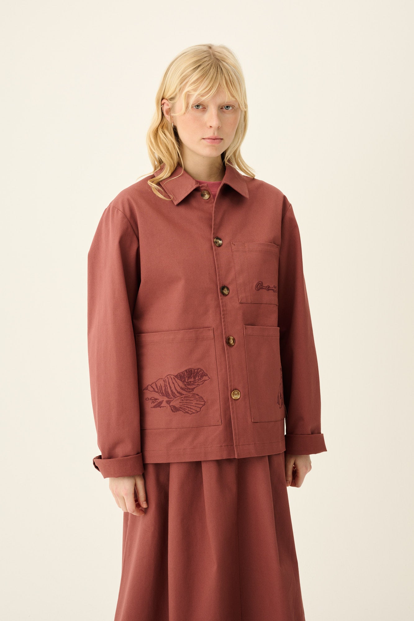 Rue de Tokyo CAMERON MOOMIN TWILL EMBROIDERY Jackets BERRY ROSE WITH DARK BERRY EMBROIDERY