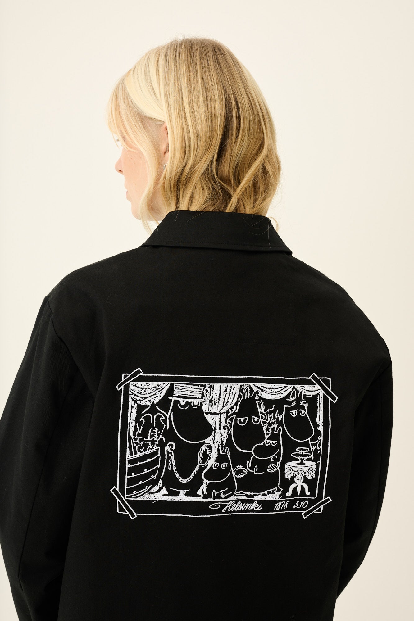 Rue de Tokyo CAMERON MOOMIN TWILL EMBROIDERY Jackets BLACK WITH OFF WHITE EMBROIDERY