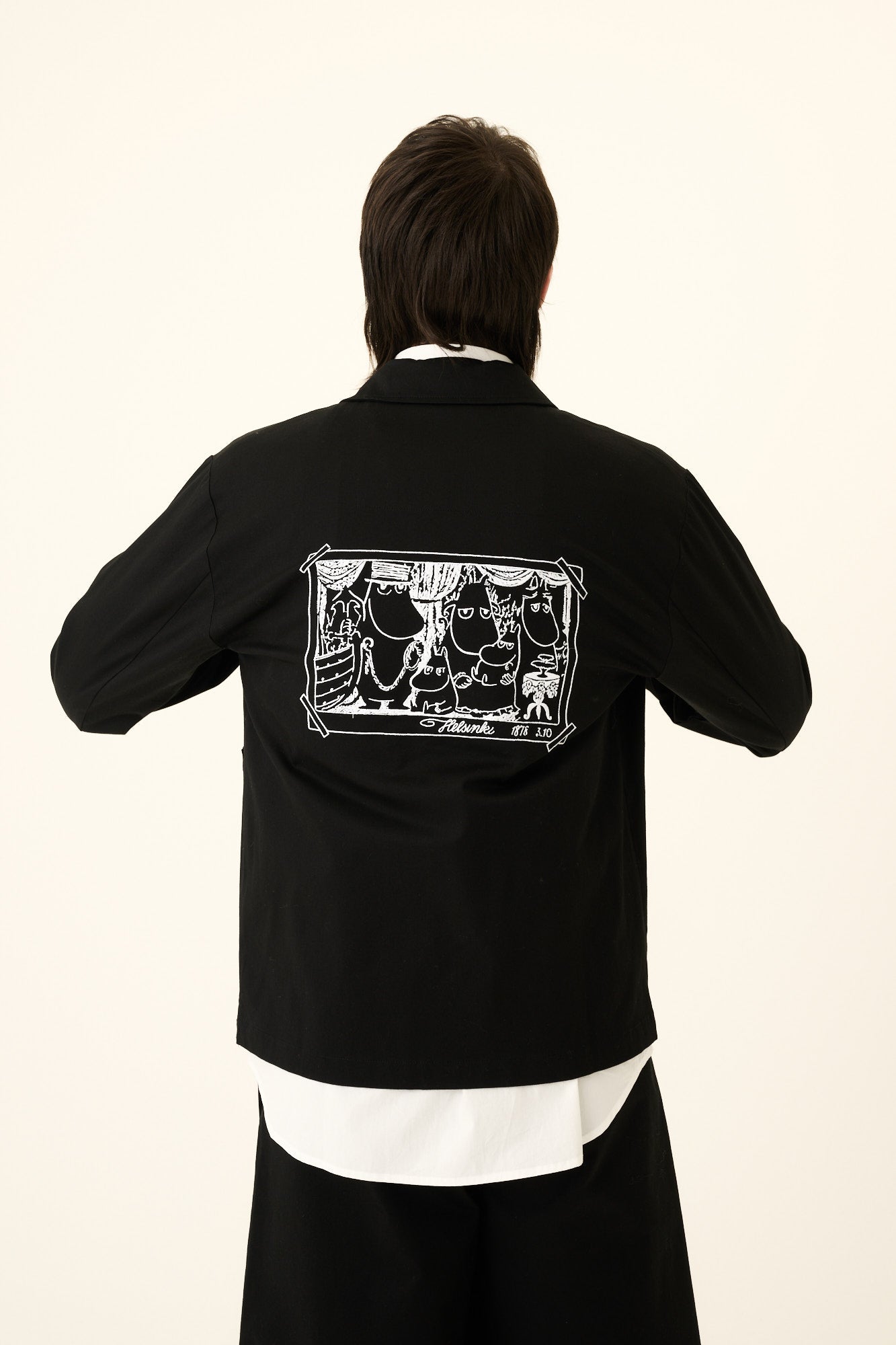 Rue de Tokyo CAMERON MOOMIN TWILL EMBROIDERY Jackets BLACK WITH OFF WHITE EMBROIDERY