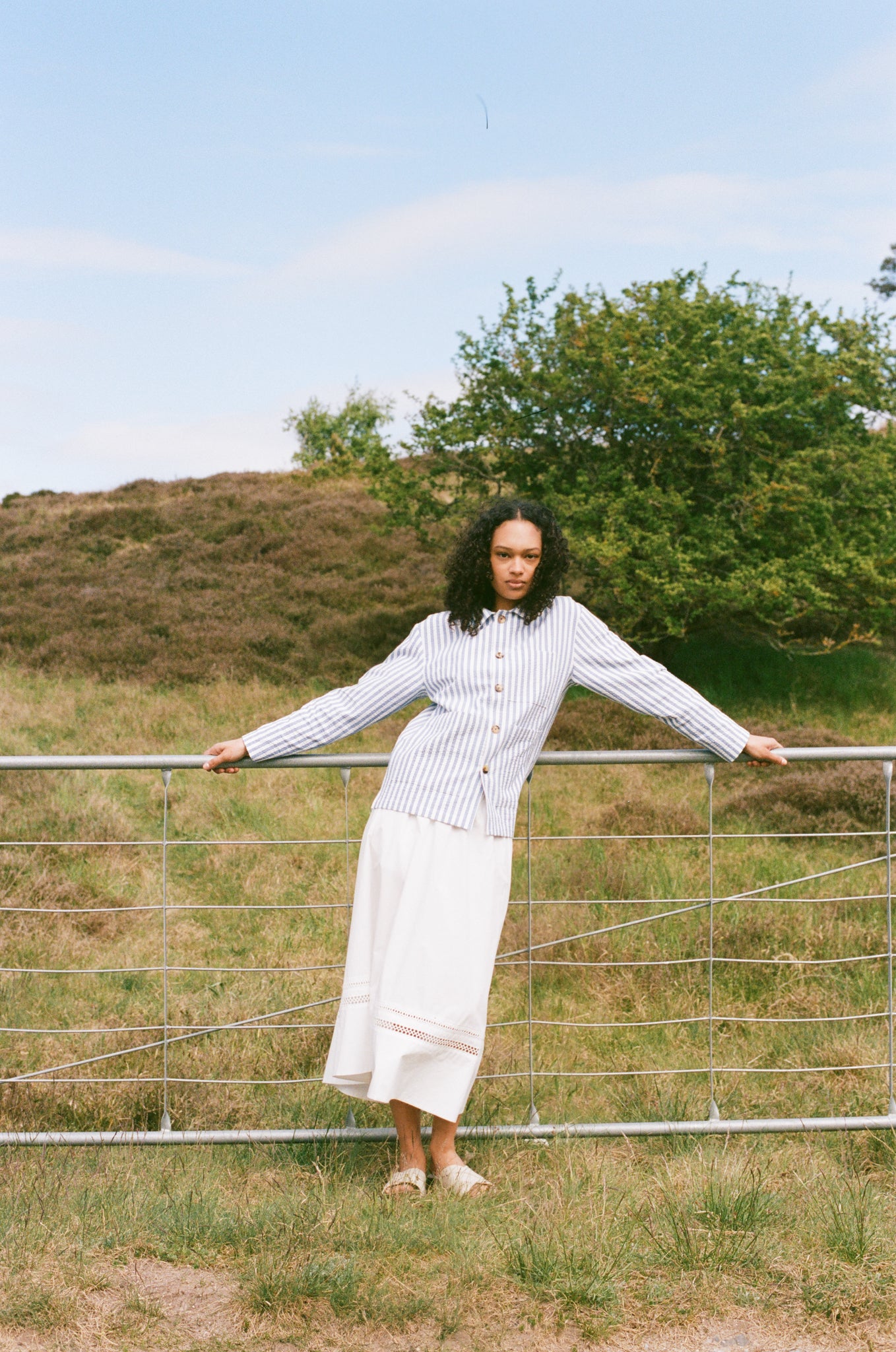 Rue de Tokyo CAMERON STRIPED SEERSUCKER Jackets BLUE/WHITE