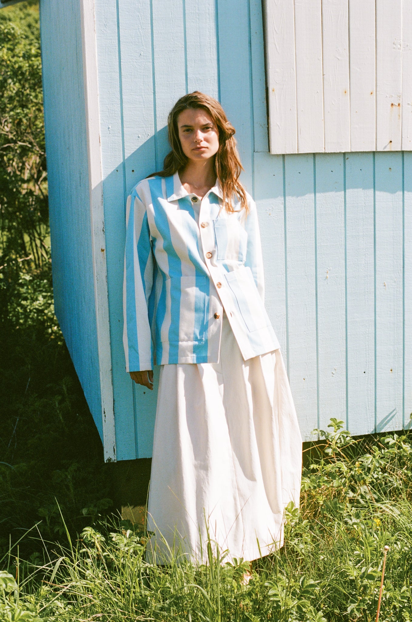 Rue de Tokyo CAMERON WIDE STRIPE Jackets LIGHT BLUE