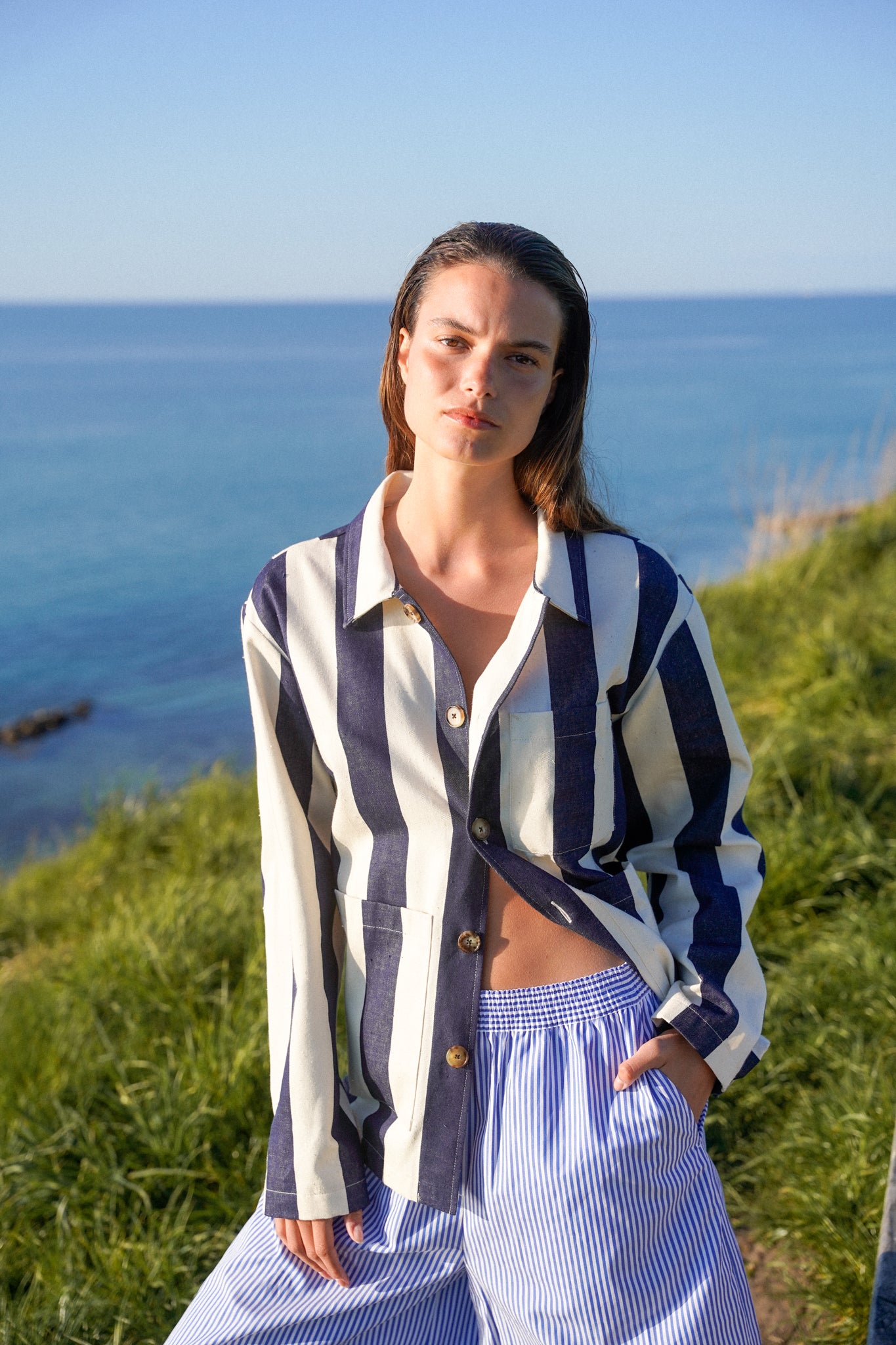 Rue de Tokyo CAMERON WIDE STRIPE Jackets NAVY