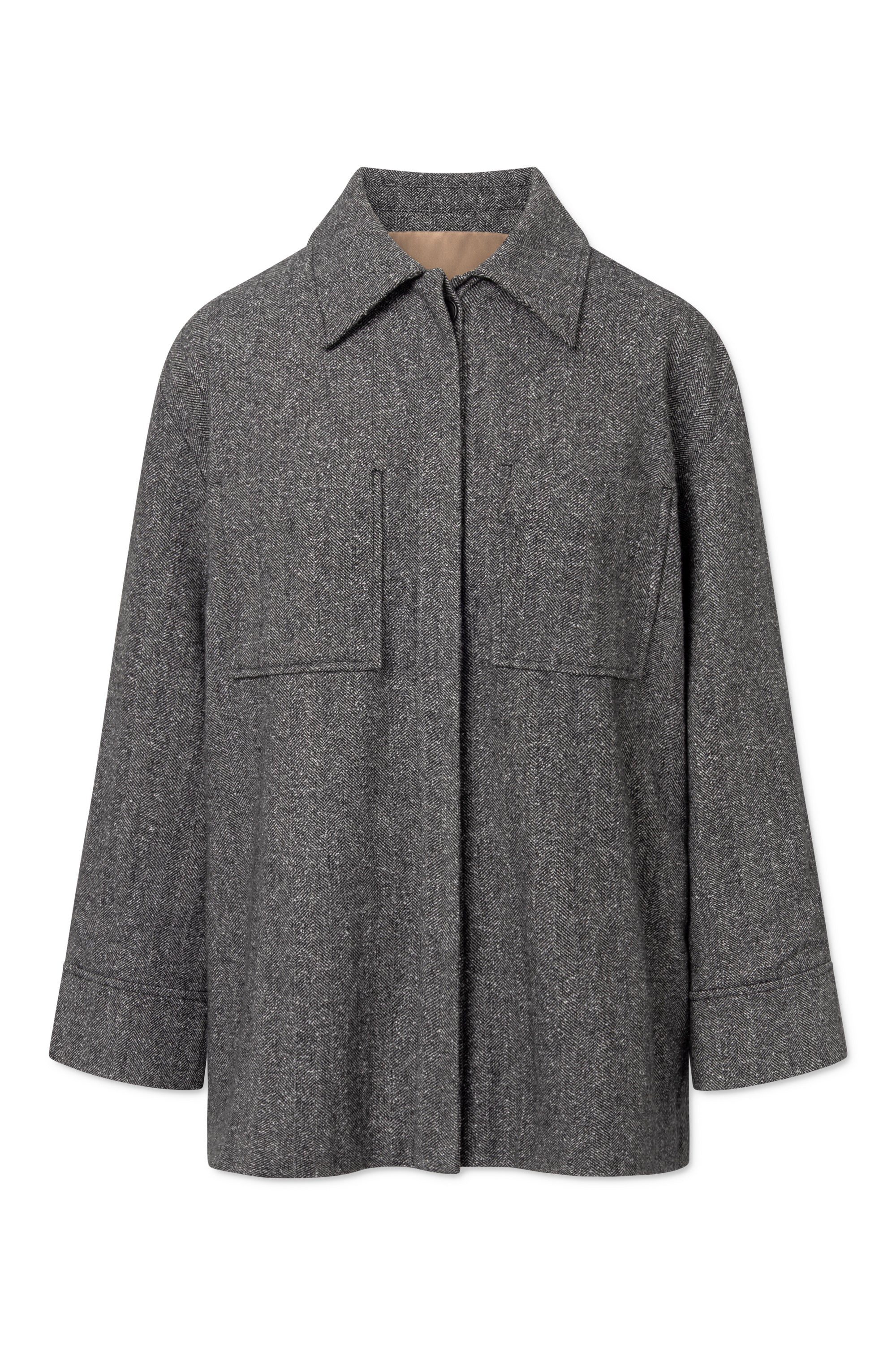 Rue de Tokyo CAMI HERRINGBONE BOUCLE Shirts BLACK/WHITE