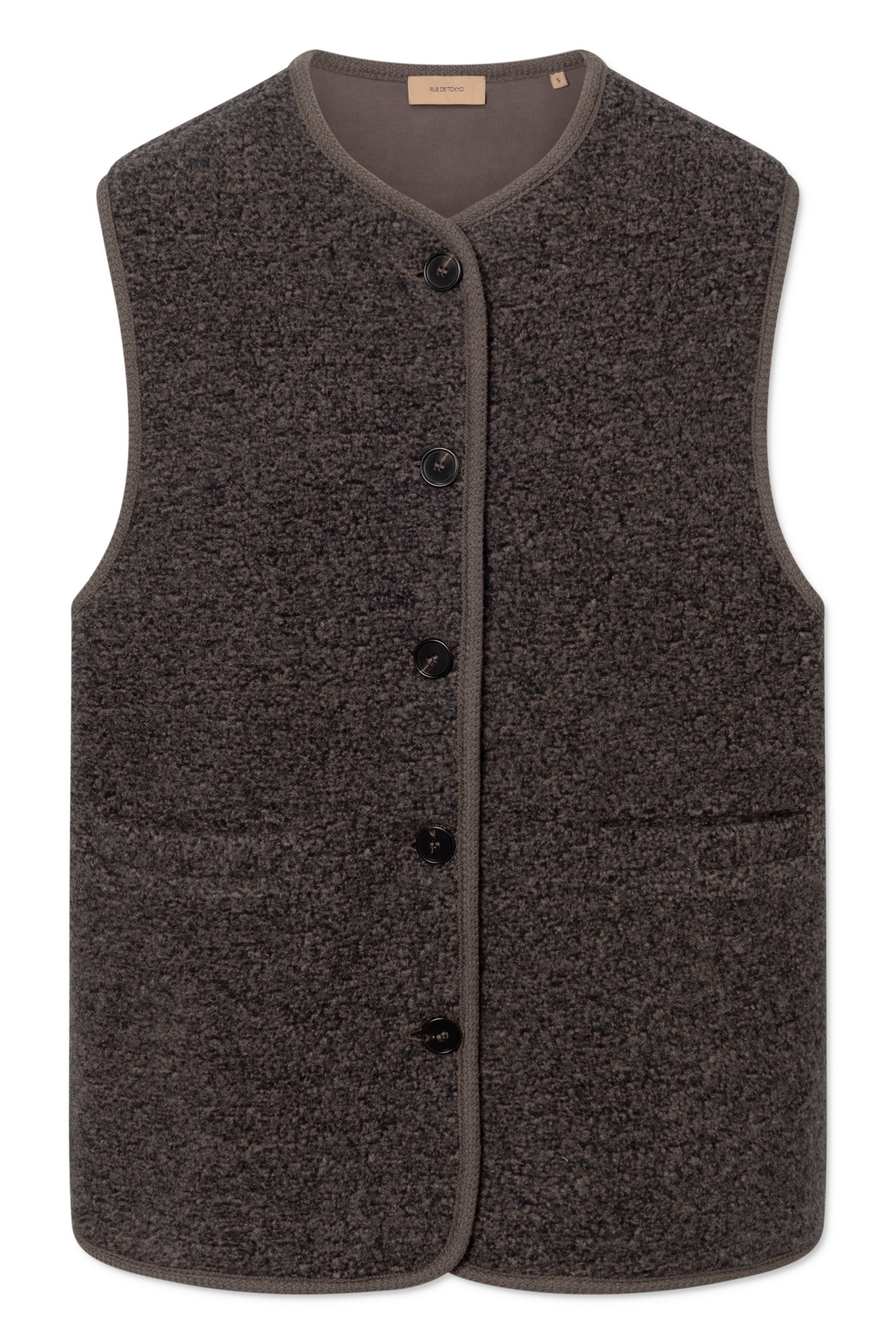Rue de Tokyo CASI TEDDY Vest DARK GREY