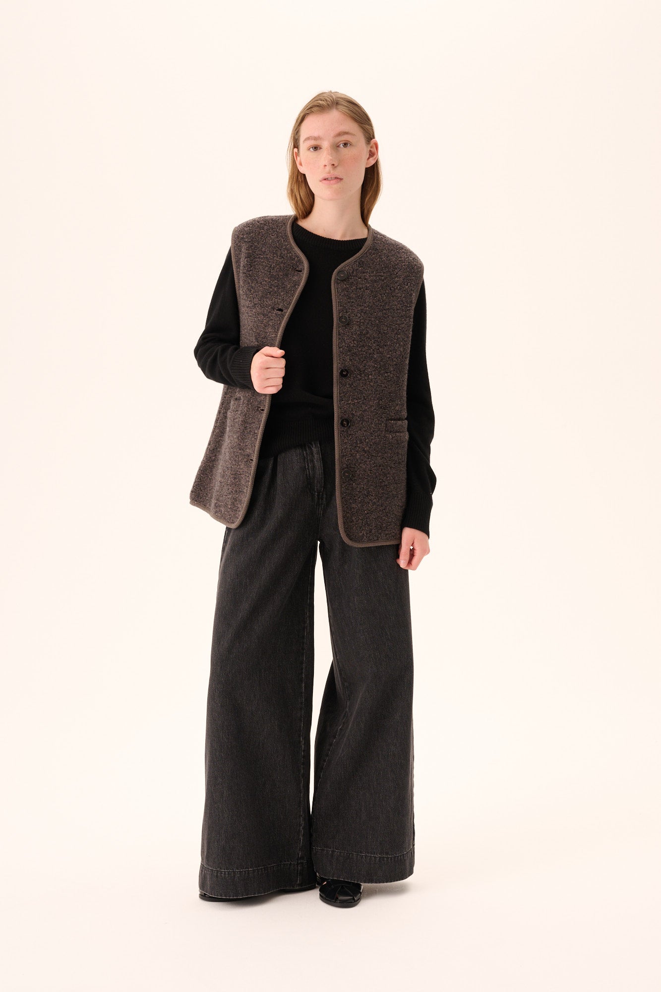 Rue de Tokyo CASI TEDDY Vest DARK GREY