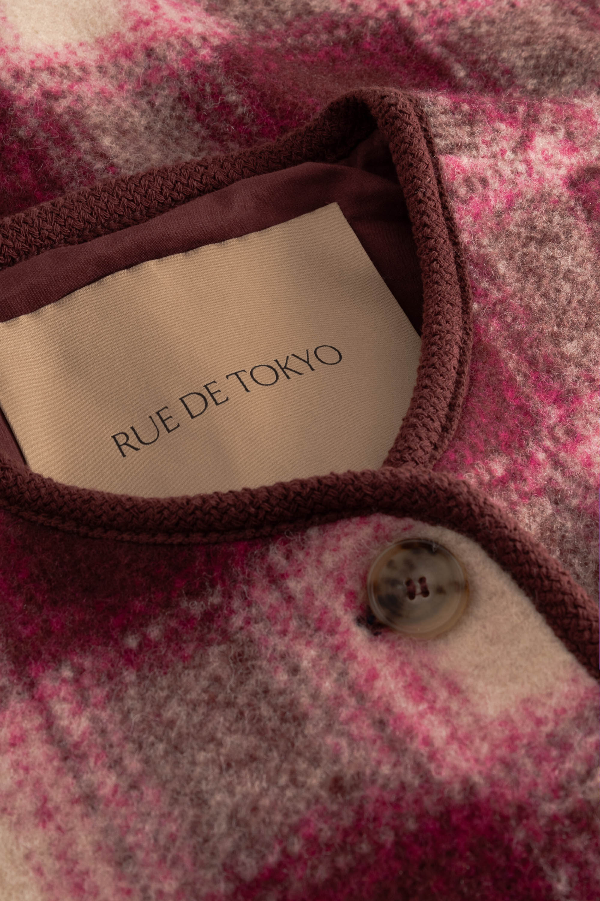 Rue de Tokyo CAS WOOL BLEND Jackets PINK MAROON CHECK