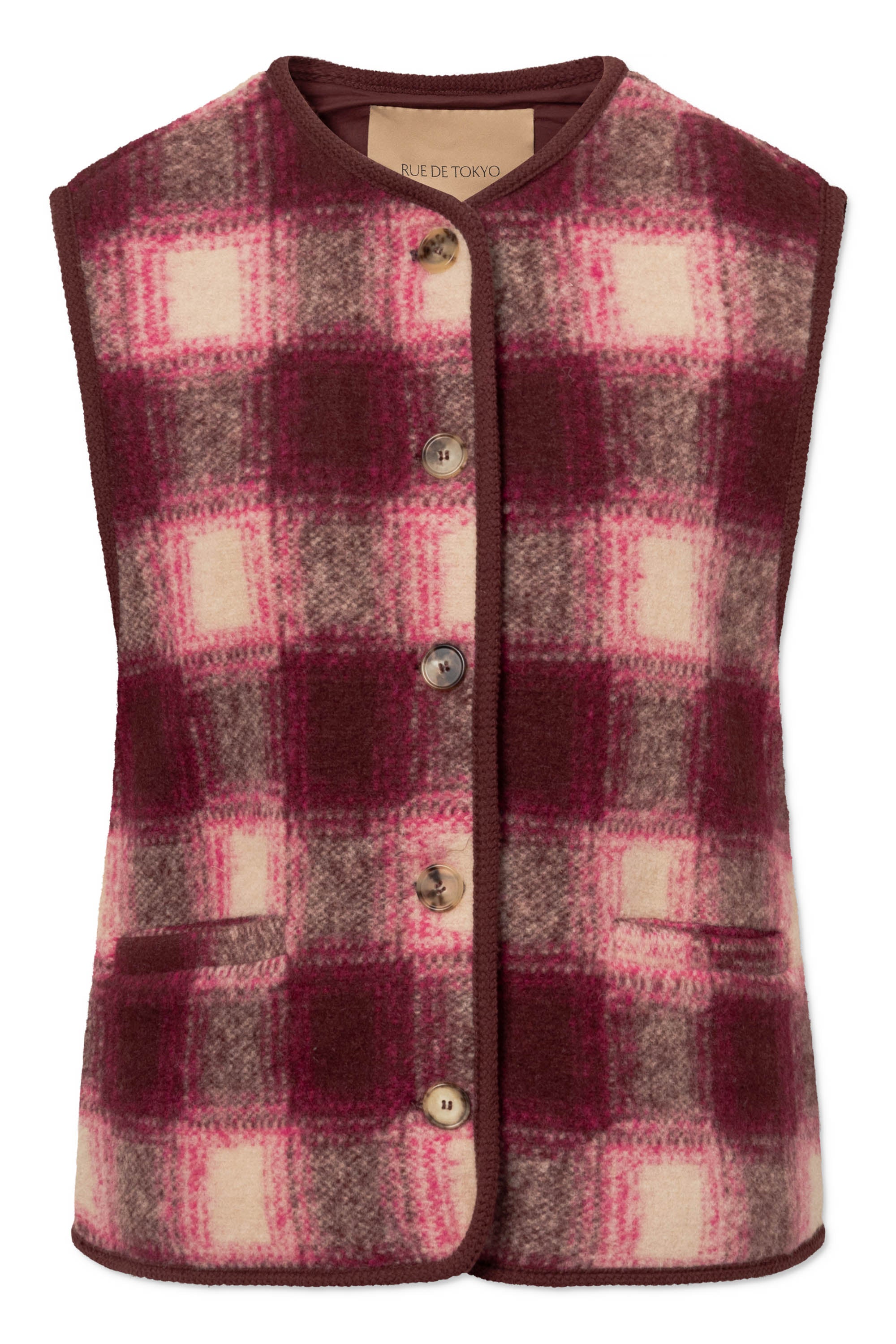 Rue de Tokyo CAS WOOL BLEND Jackets PINK MAROON CHECK