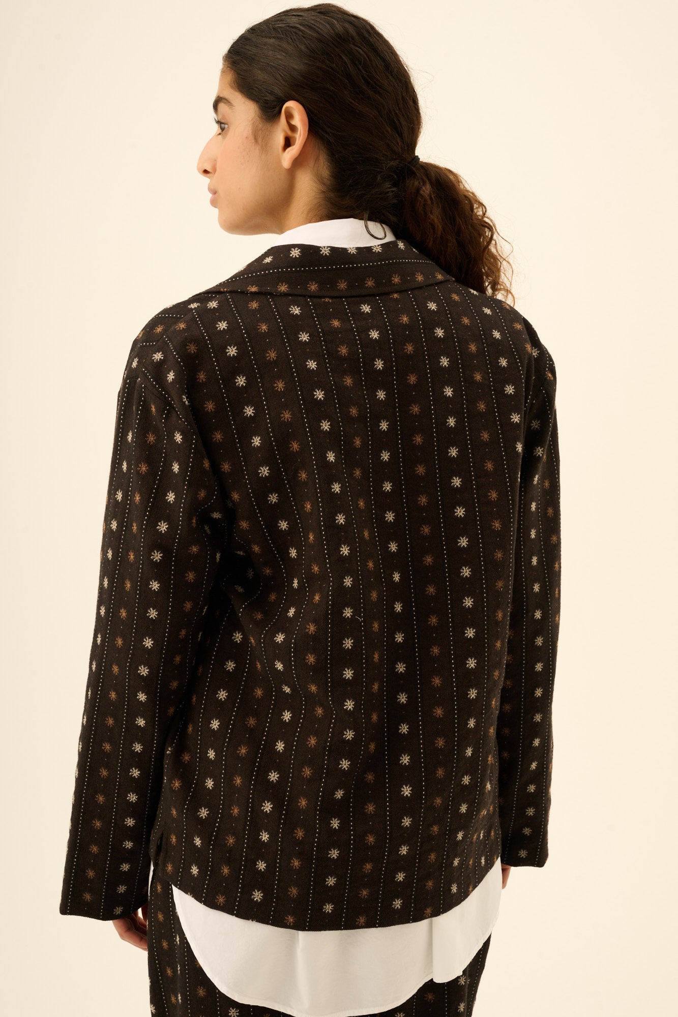 Rue de Tokyo CECILY FLOWER STRIPE Jackets BROWN