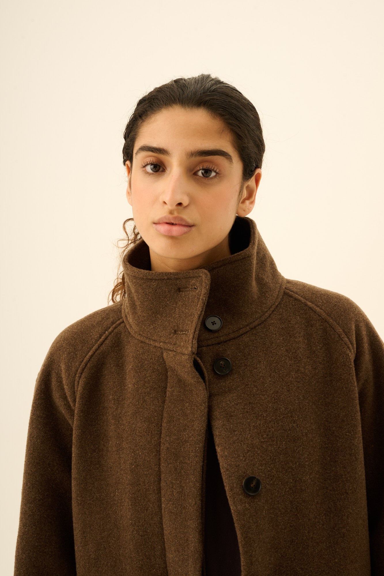 Rue de Tokyo CHIHARU HEAVY WOOL Coats Brown Melange