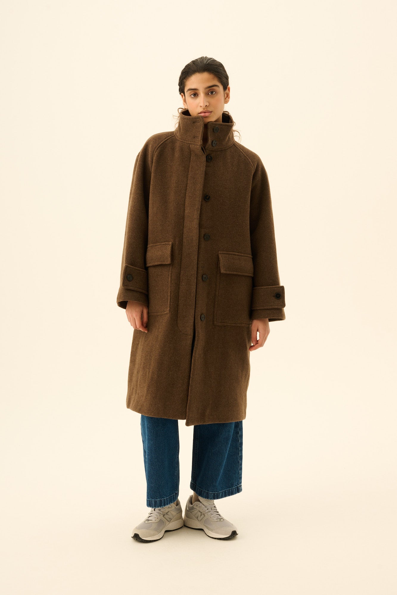 Rue de Tokyo CHIHARU HEAVY WOOL Coats Brown Melange