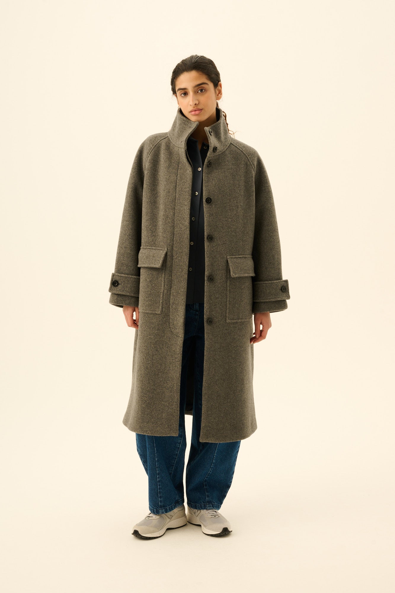 Rue de Tokyo CHIHARU HEAVY WOOL Coats GREY MELANGE