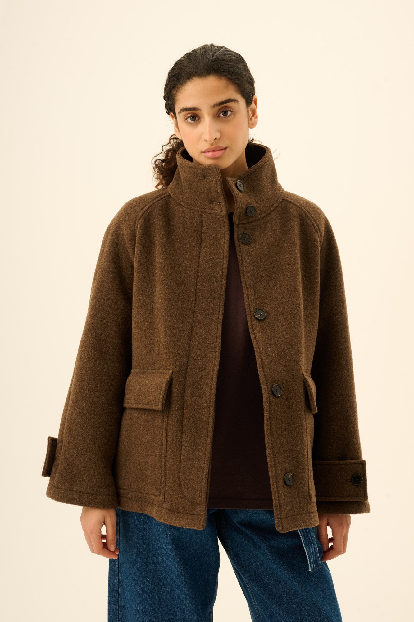 Rue de Tokyo CHIKA HEAVY WOOL Coats Brown Melange