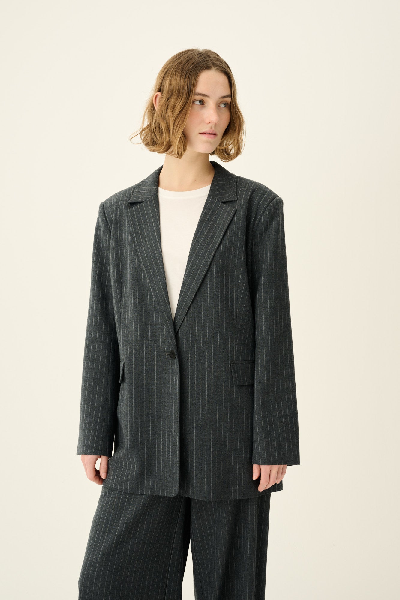 Rue de Tokyo CICA WOOL PINSTRIPE Jackets GREY PINSTRIPE