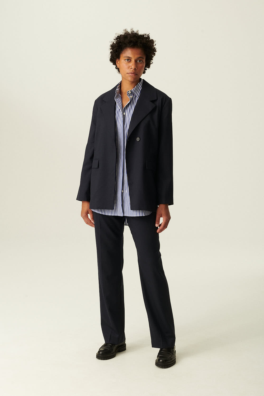 Rue de Tokyo CLAIRE SOLID WOOL JACKETS NAVY