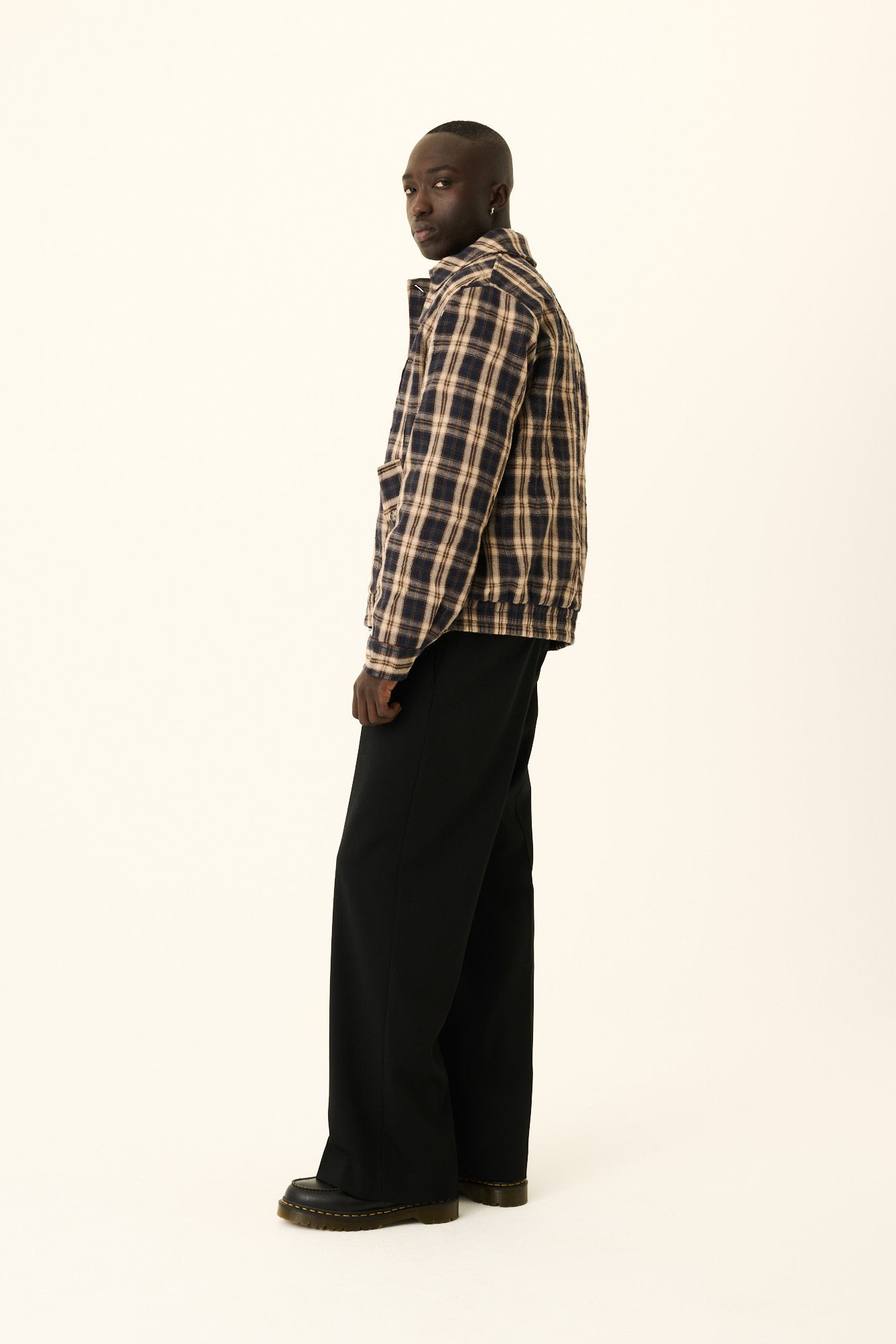 Rue de Tokyo CLOONEY COTTON BLEND CHECK Jackets NAVY BROWN TAN