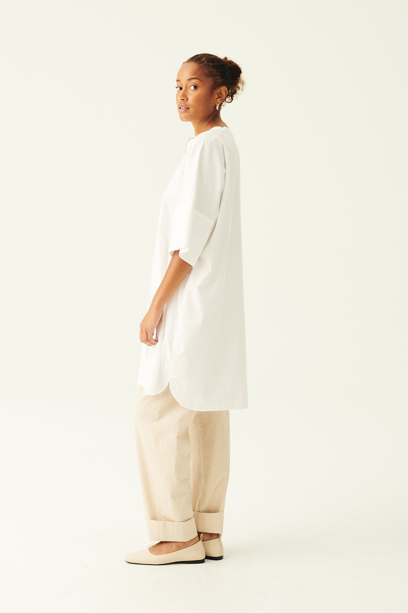Rue de Tokyo DARLA GARMENT DYED POPLIN DRESSES WHITE