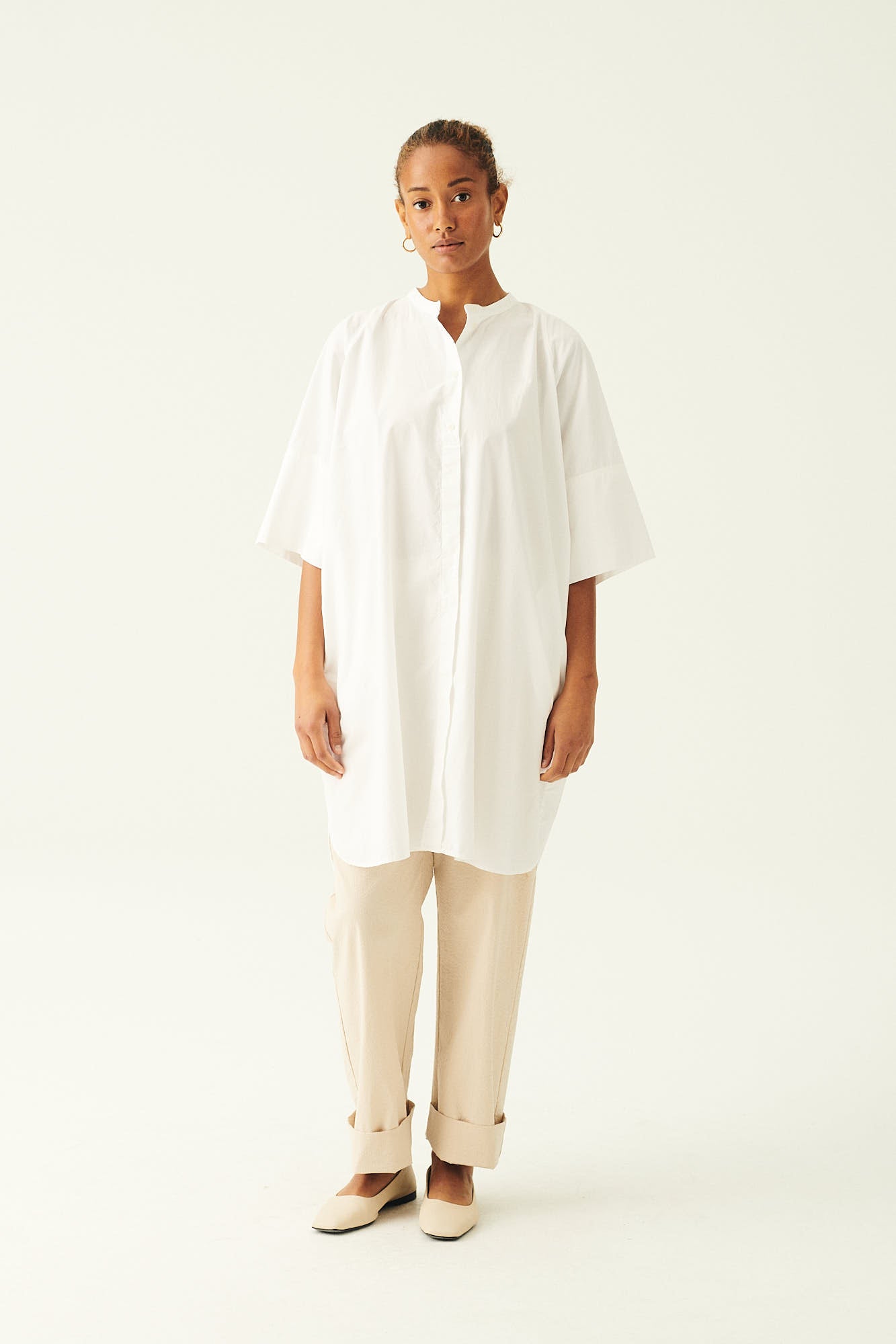 Rue de Tokyo DARLA GARMENT DYED POPLIN DRESSES WHITE