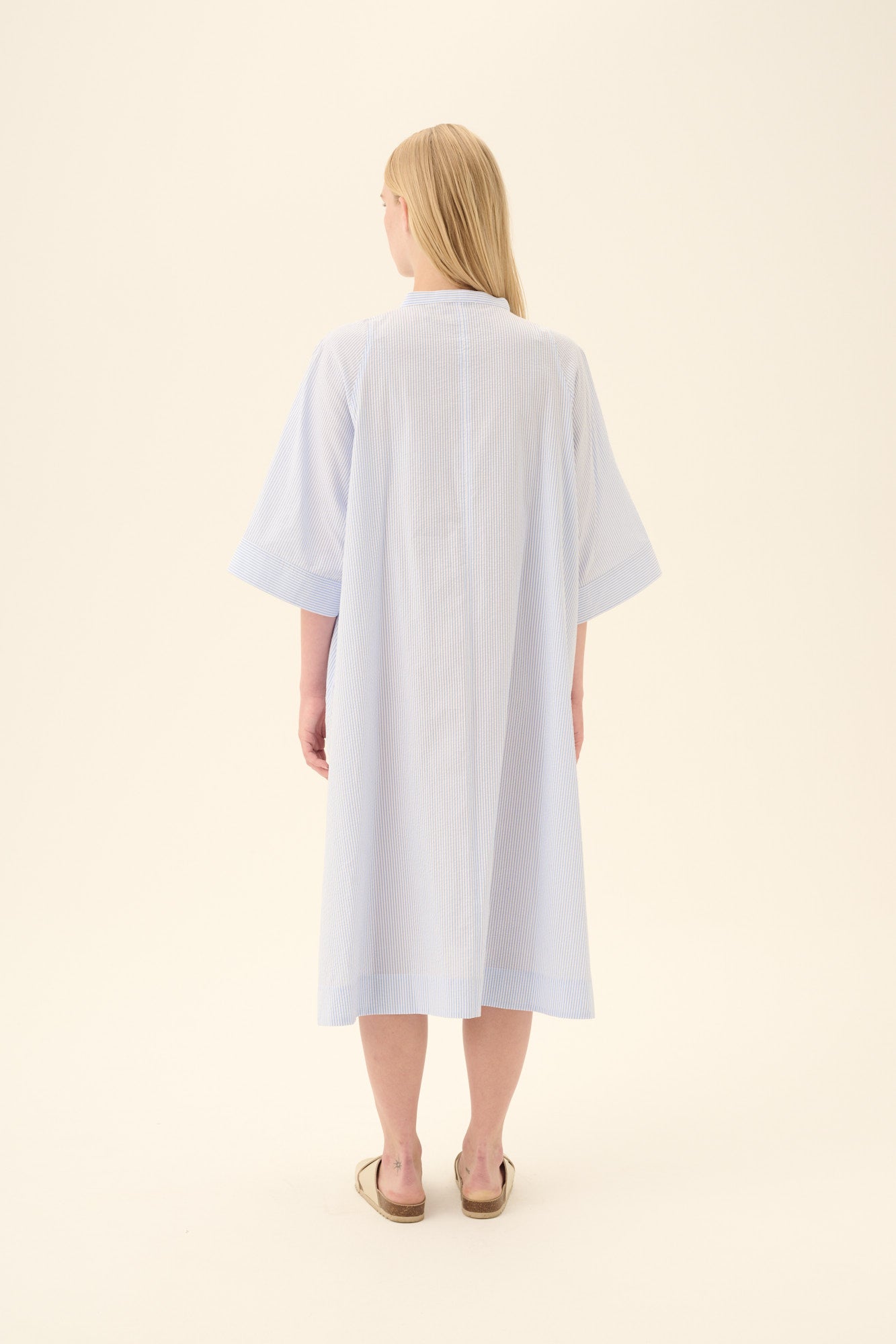 Rue de Tokyo DARLETTA SOFT COTTON Dresses WHITE & LIGHT BLUE STR