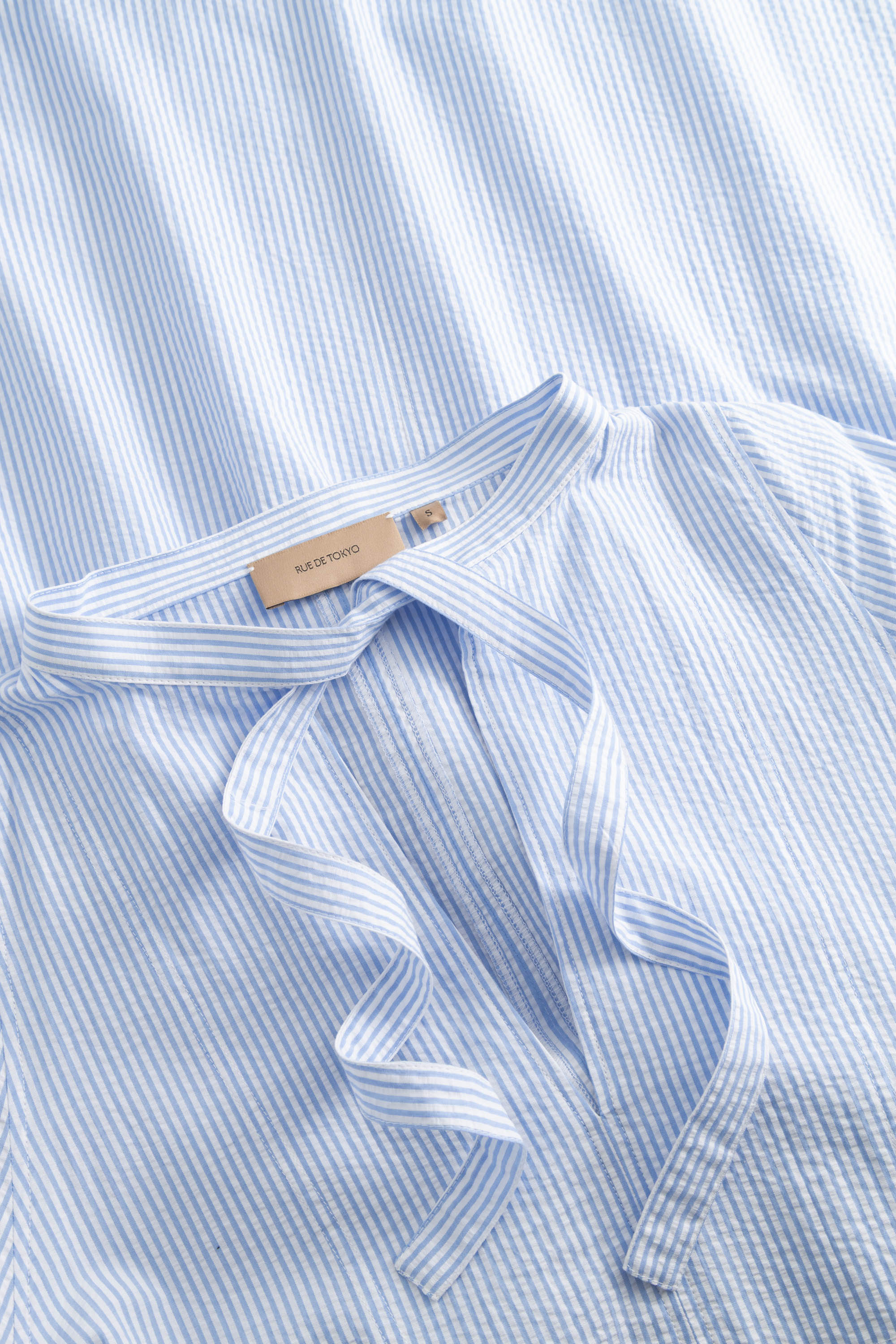 Rue de Tokyo DARLETTA SOFT COTTON Dresses WHITE & LIGHT BLUE STR