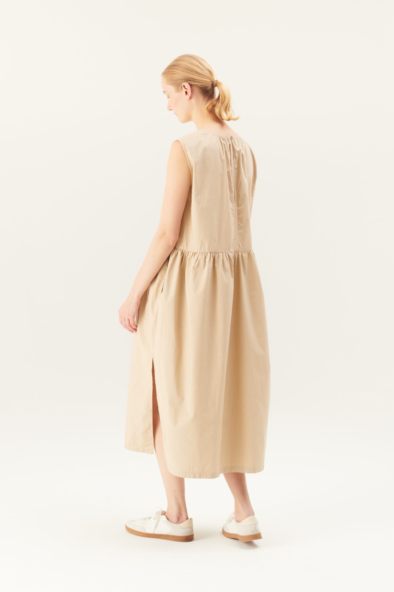 Rue de Tokyo DIANE ORGANIC GARMENT DYED POPLIN DRESSES BEIGE