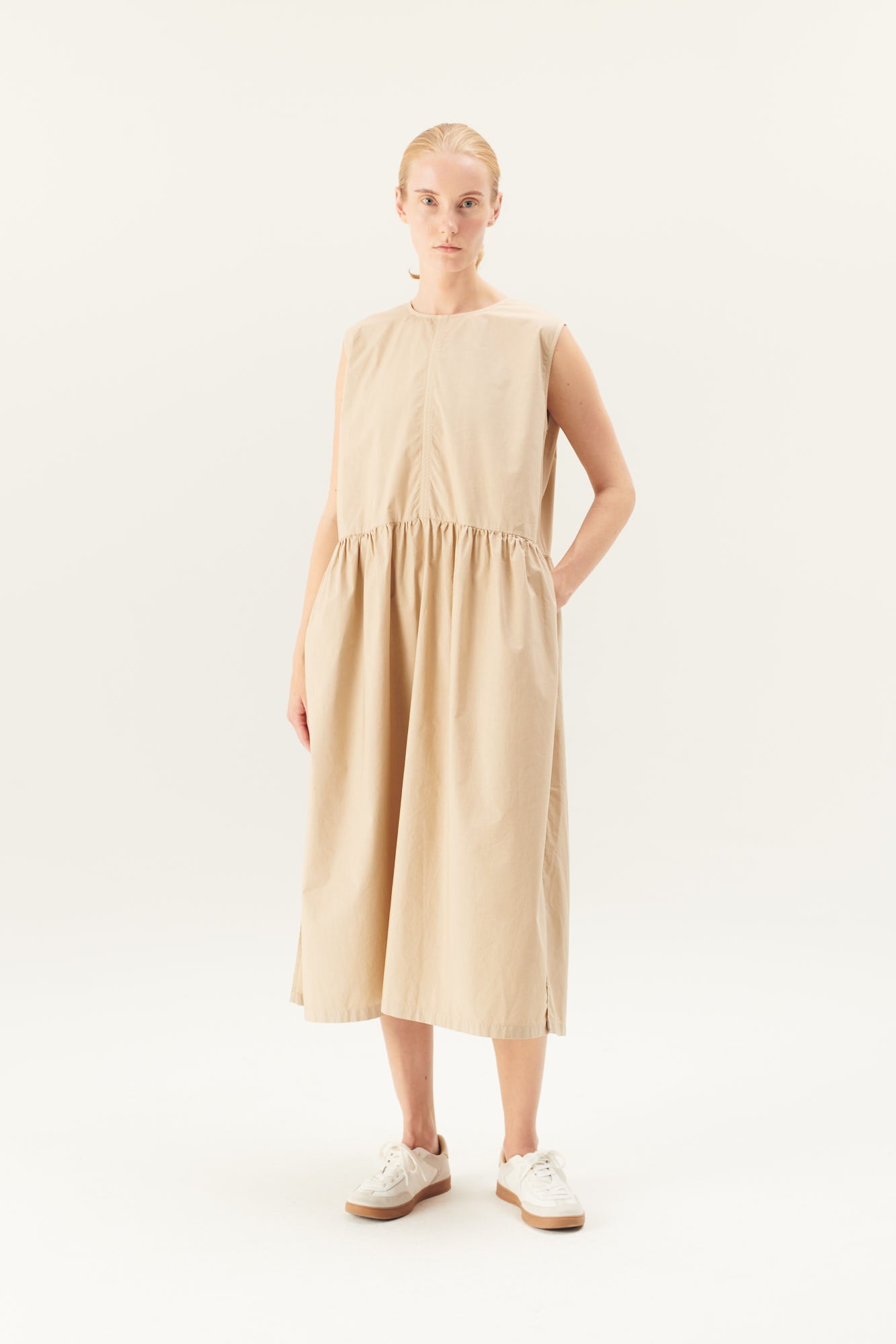Rue de Tokyo DIANE ORGANIC GARMENT DYED POPLIN DRESSES BEIGE