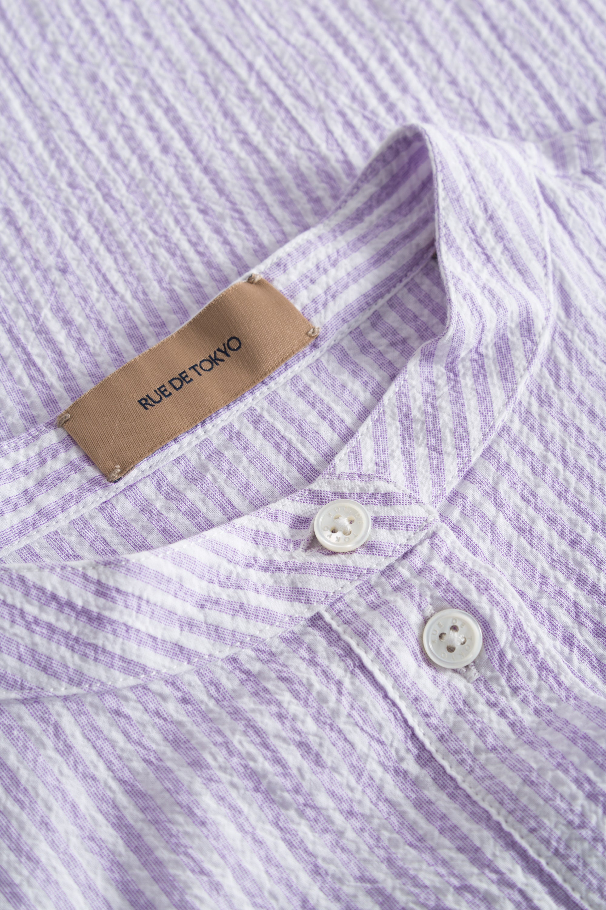 Rue de Tokyo DONNA DRESS PURPLE/WHITE SEERSUCKER STRIPE DRESSES PURPLE/WHITE STRIPE