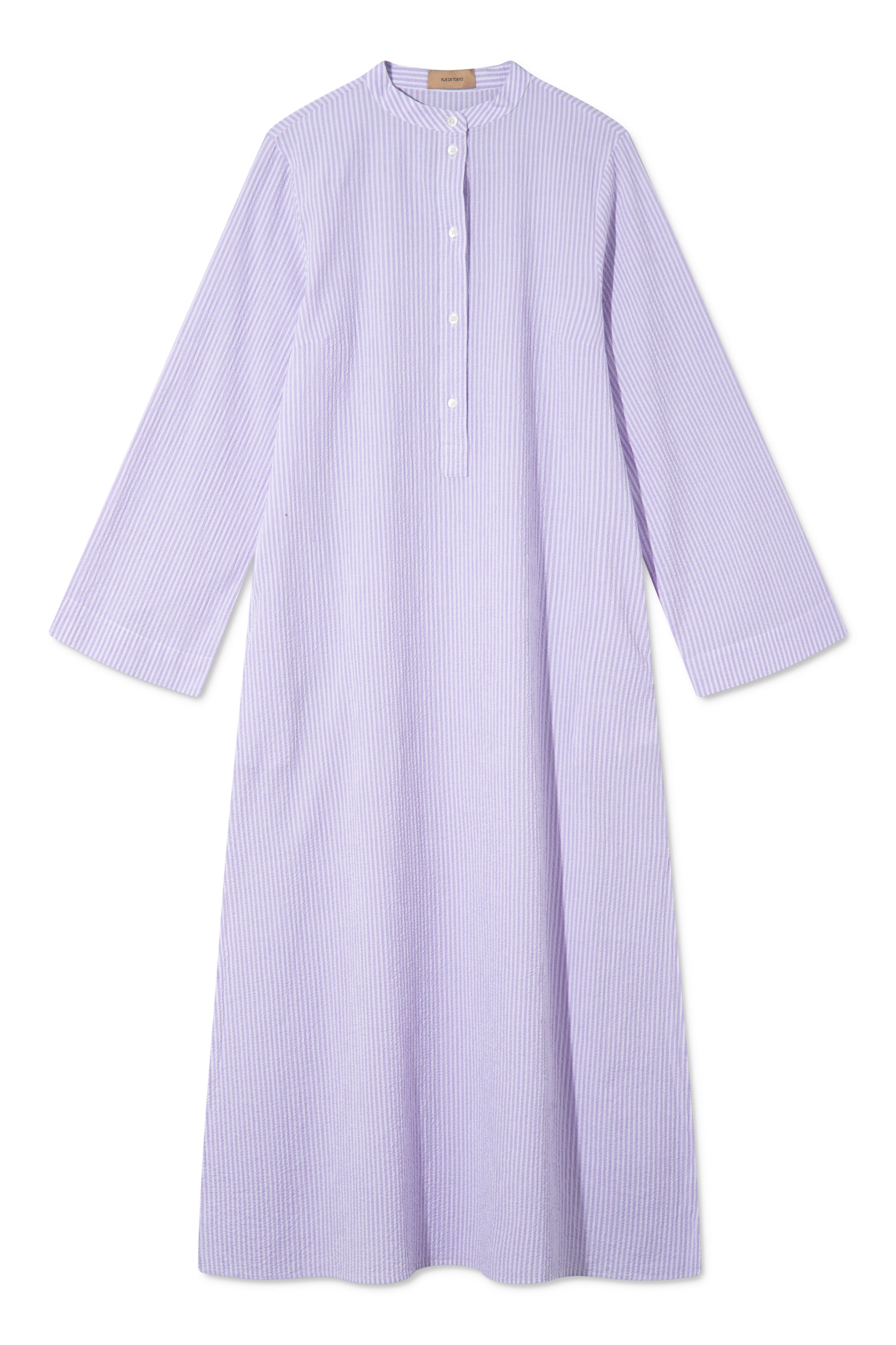 Rue de Tokyo DONNA DRESS PURPLE/WHITE SEERSUCKER STRIPE DRESSES PURPLE/WHITE STRIPE