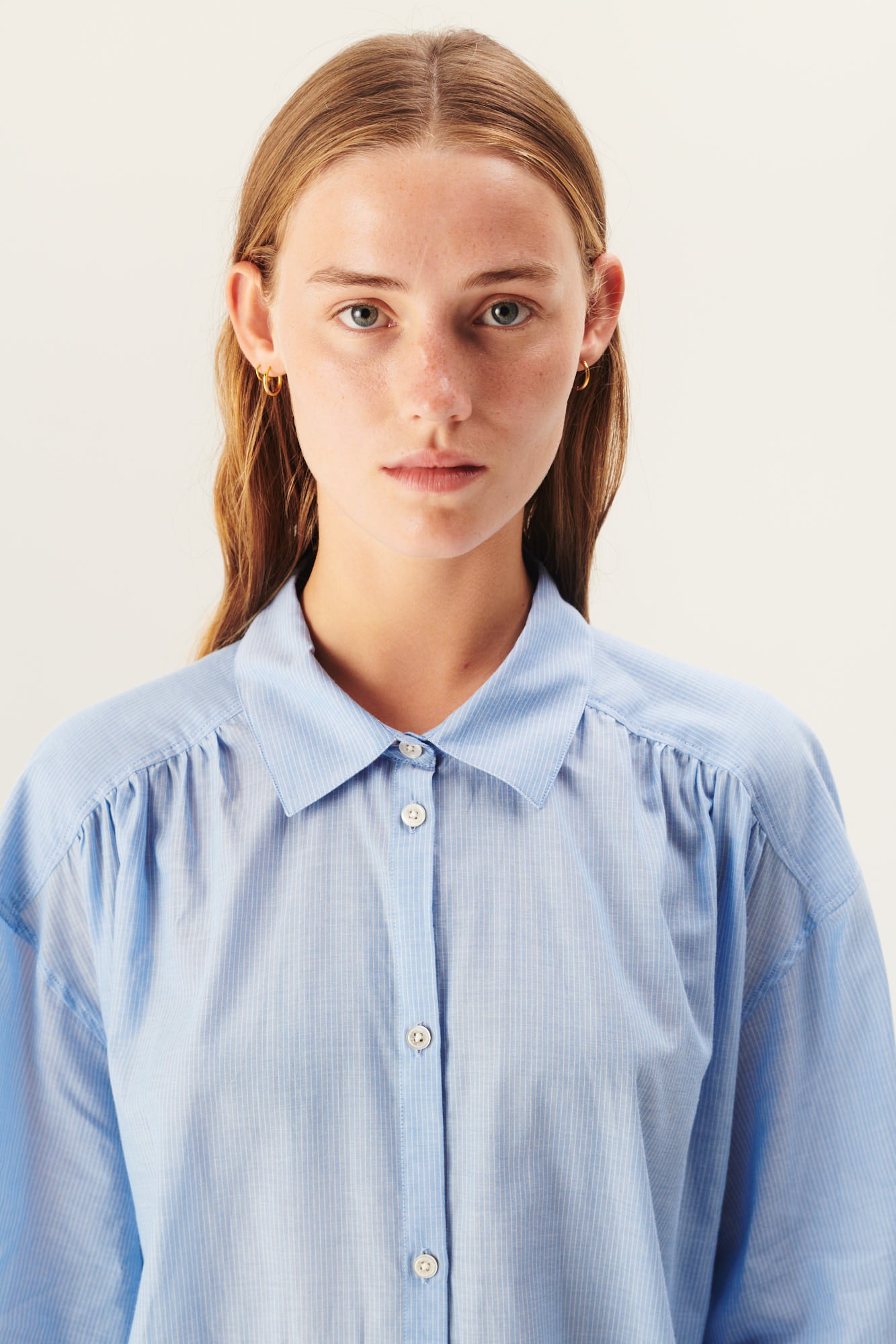 Rue de Tokyo DOUKU COTTON VOILE DRESSES LIGHT BLUE STRIPE