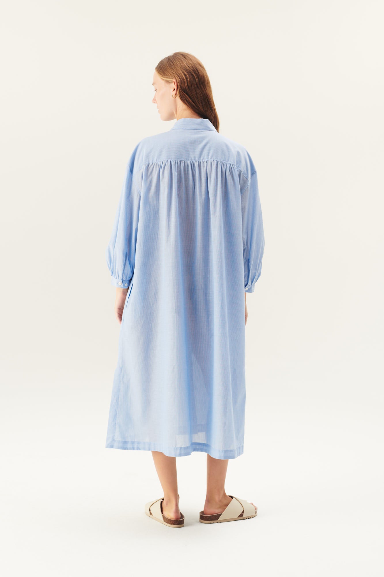 Rue de Tokyo DOUKU COTTON VOILE DRESSES LIGHT BLUE STRIPE