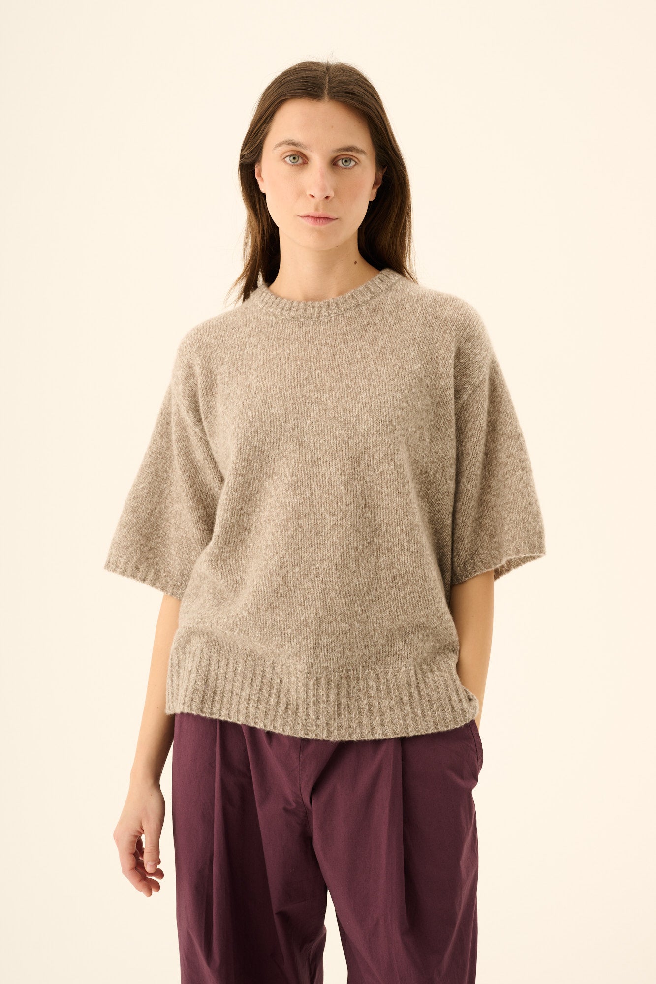 Rue de Tokyo KARA CASHMERE SILK Sweater LIGHT BROWN MELANGE