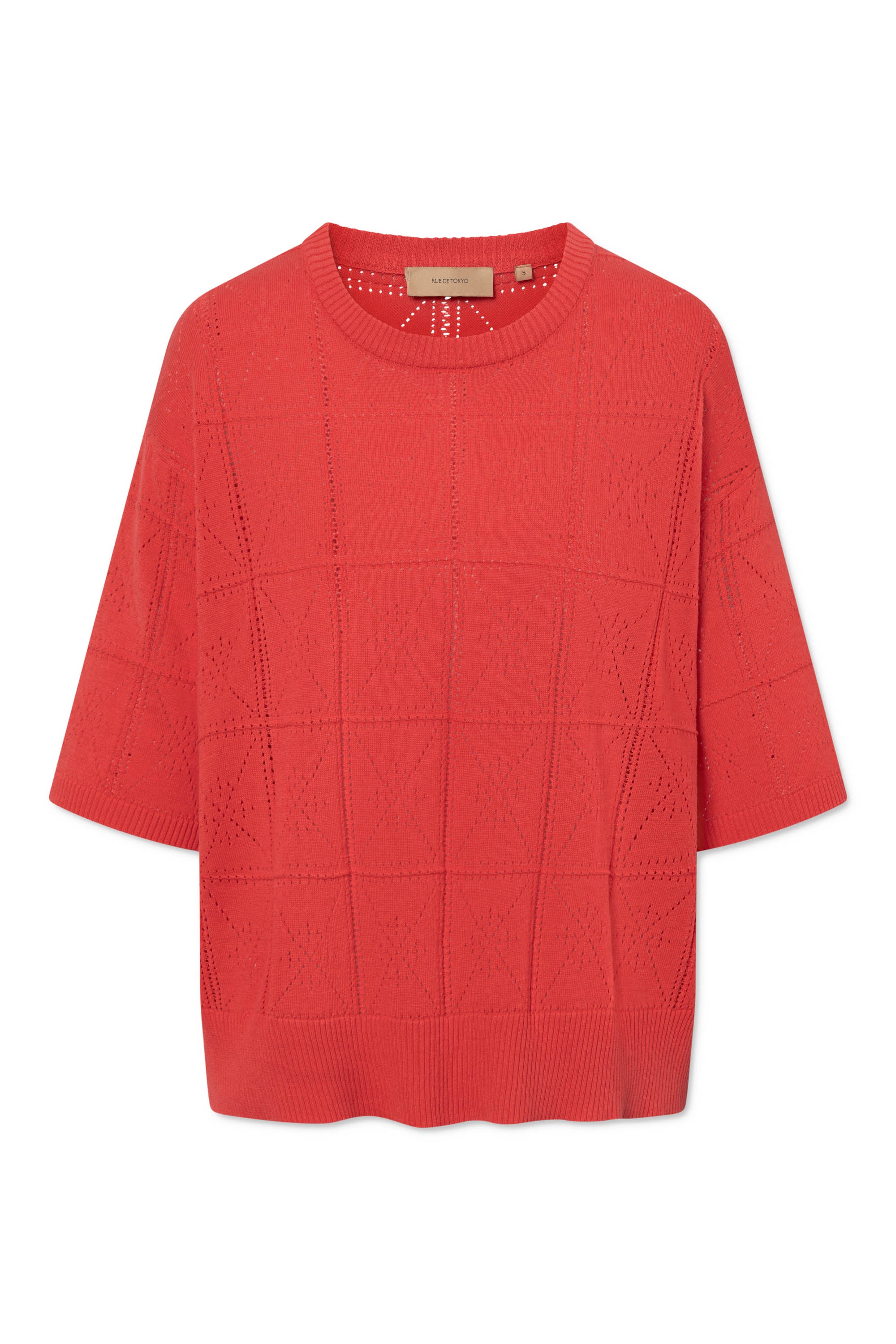 Rue de Tokyo KARA COTTON LINEN KNIT T-Shirts RASPBERRY RED