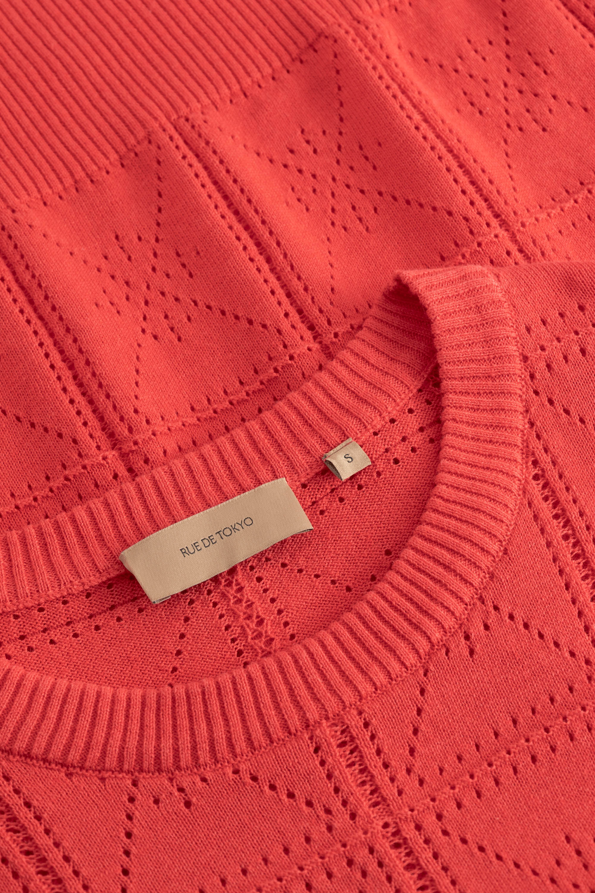 Rue de Tokyo KARA COTTON LINEN KNIT T-Shirts RASPBERRY RED