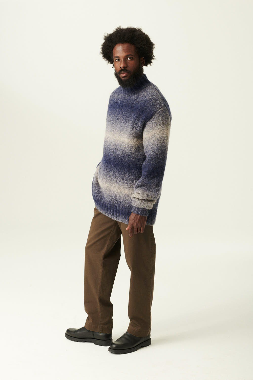 Rue de Tokyo KENT ALPACA WOOL SWEATER DARK BLUE
