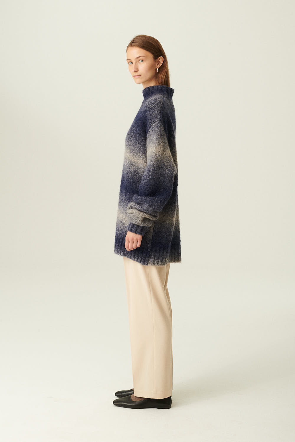 Rue de Tokyo KENT ALPACA WOOL SWEATER DARK BLUE