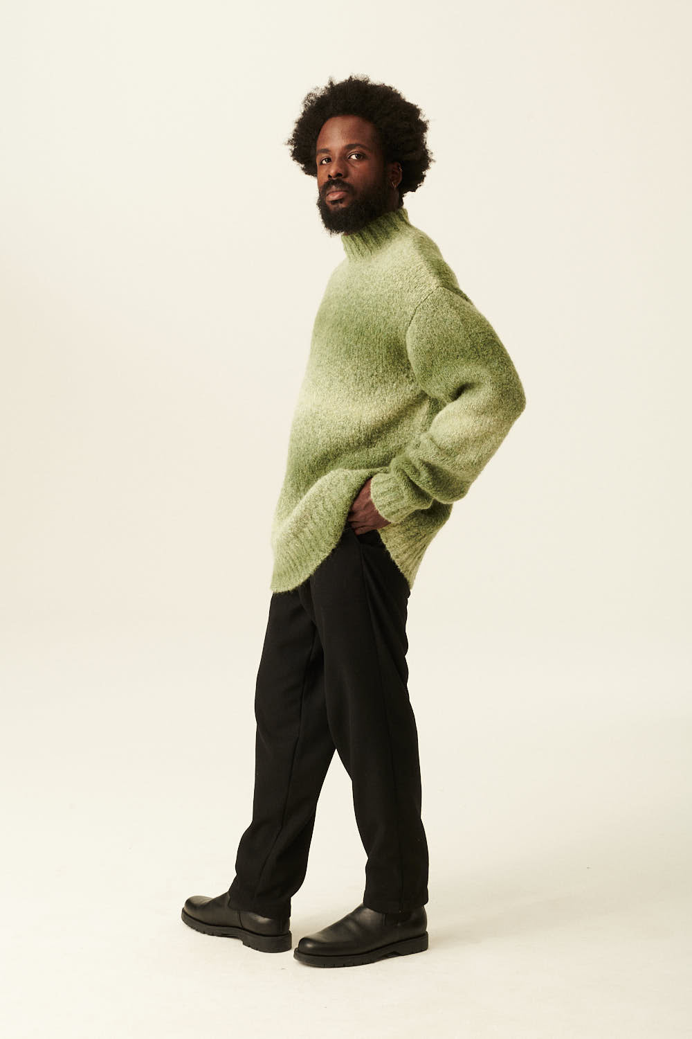 Rue de Tokyo KENT ALPACA WOOL SWEATER GREEN