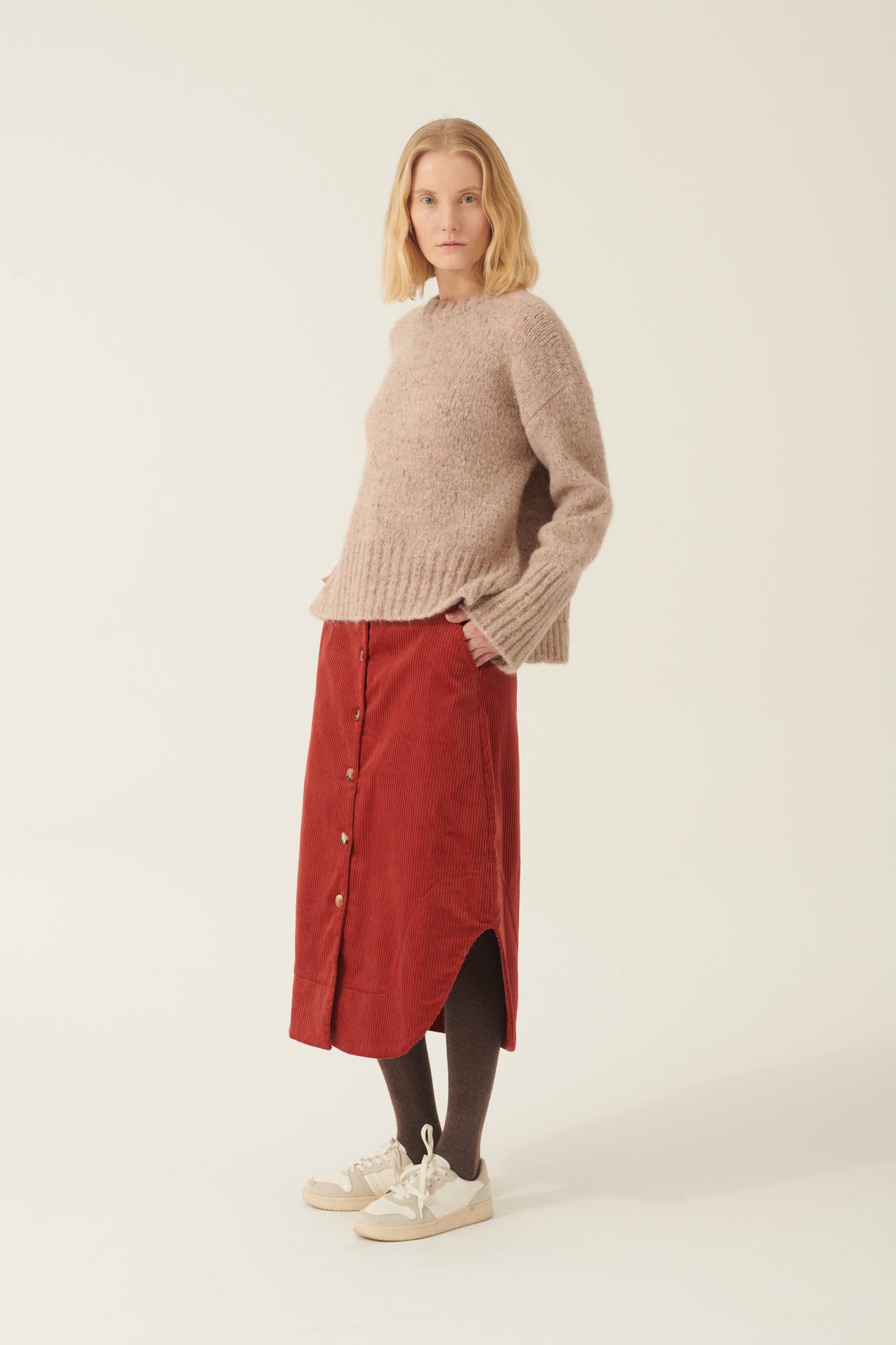 Rue de Tokyo KIM PUFF ALPACA KNIT SWEATER BEIGE / PINK