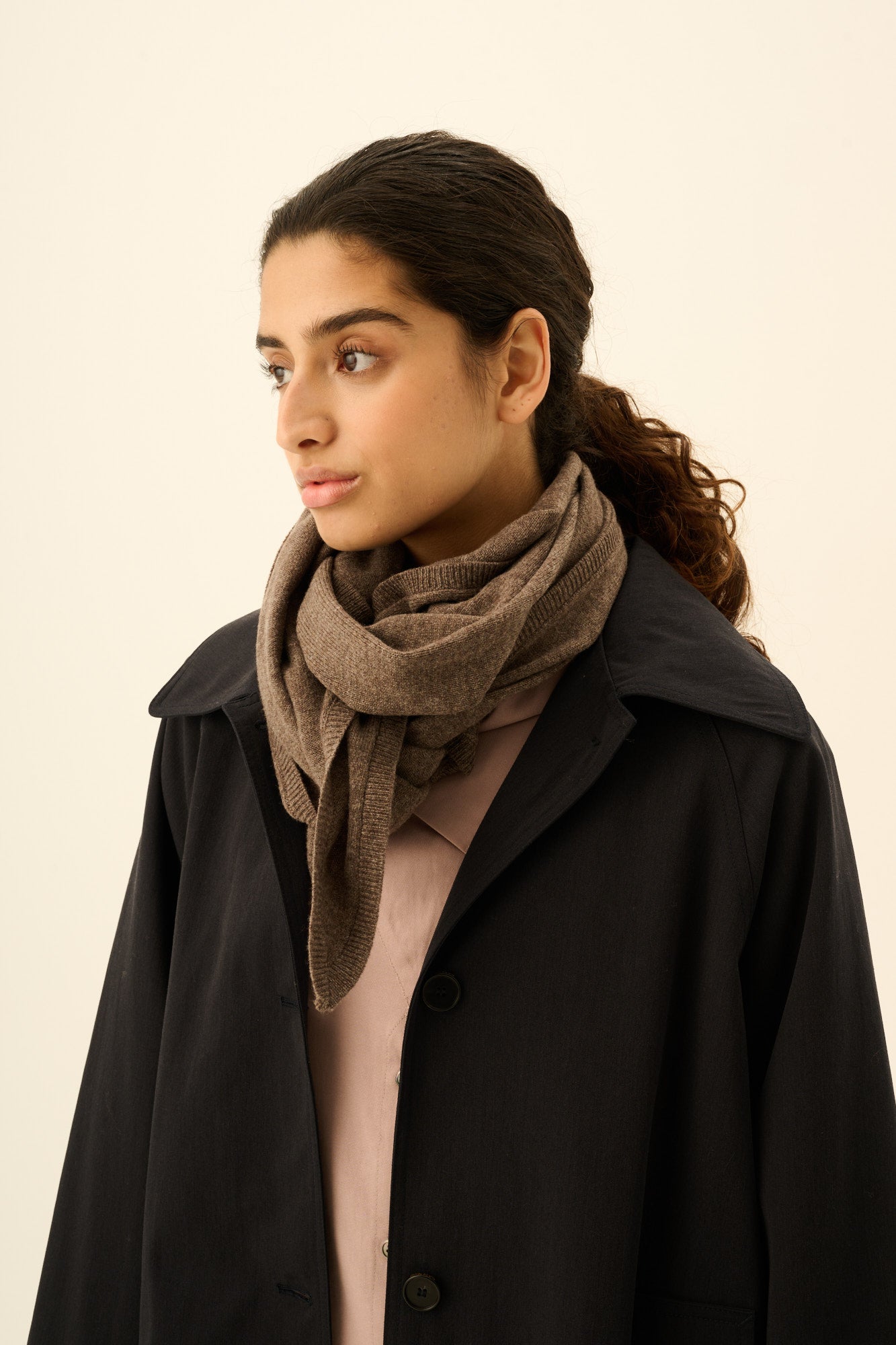 Rue de Tokyo KISHORI MERINO CASHMERE Scarf DARK BROWN MELANGE