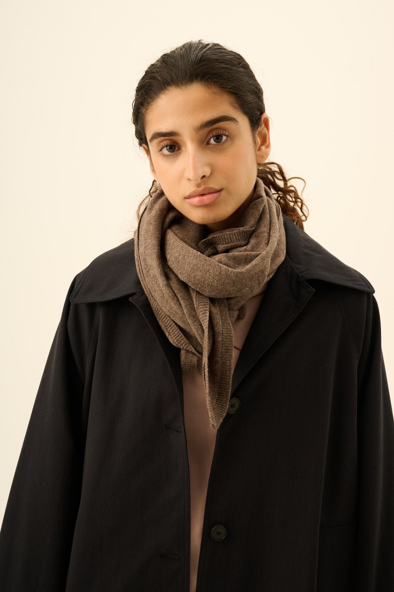 Rue de Tokyo KISHORI MERINO CASHMERE Scarf DARK BROWN MELANGE