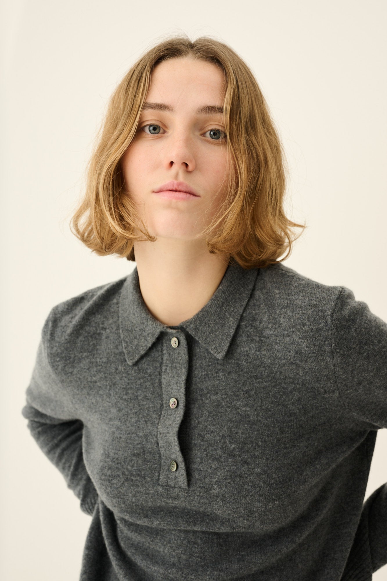 Rue de Tokyo KURA ORGANIC MERINO WOOL Blouses GREY