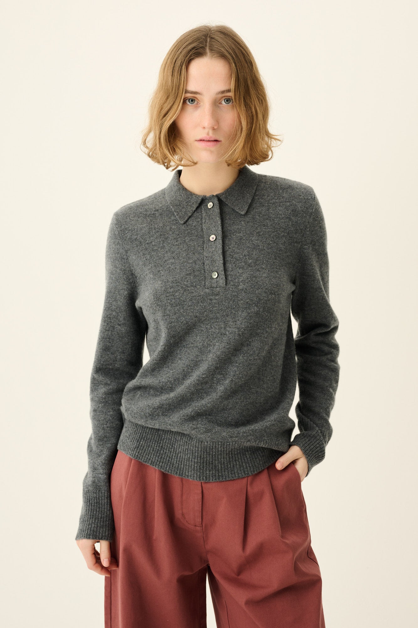 Rue de Tokyo KURA ORGANIC MERINO WOOL Blouses GREY